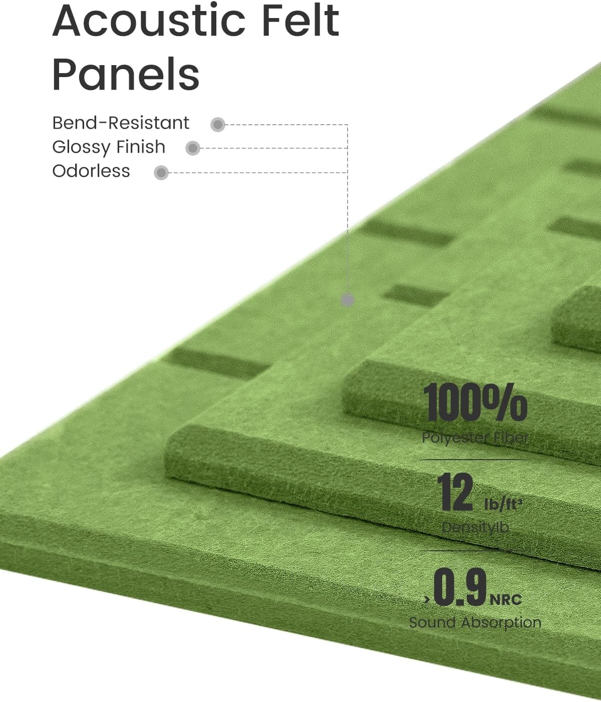 Felt Bulletin Board Tiles Large 48" x 36" Cork Board Alternative-6 Pack with 40 Adhesive Tabs, Thick Slat Wall Panels for Office Decor, Push Pin Board Wall Organizer Alternative-Kelly Green