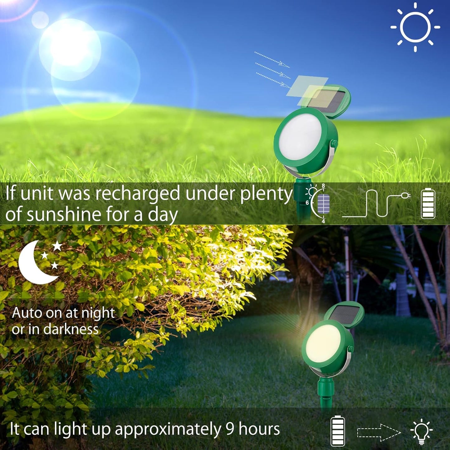 Solar Landscape Light, Color Changing Outdoor Path Lights Garden Plants Uplights Spotlight Indoor, Solar Motion Sensor Light Waterproof for Yard Pathway Step