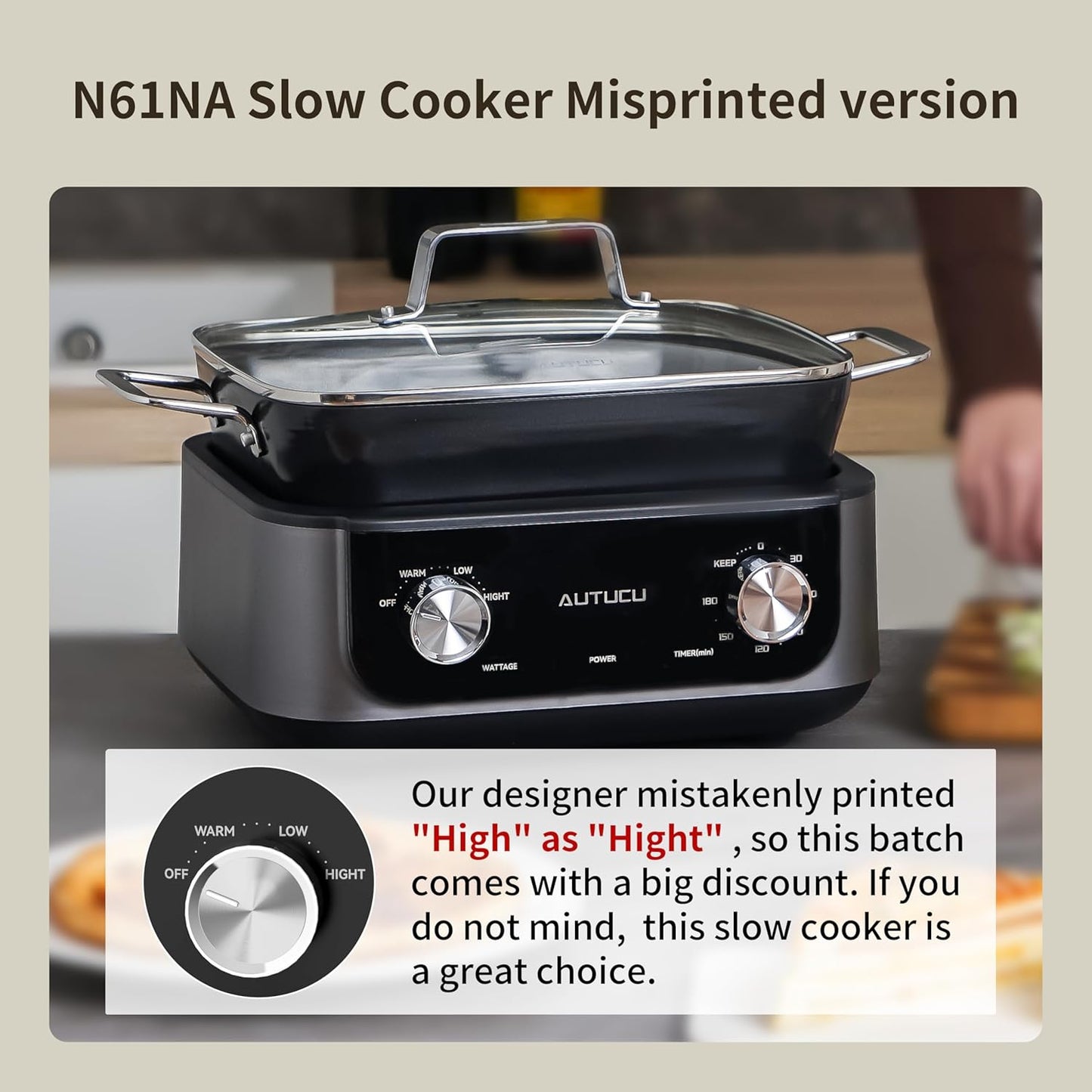 7-Quart Slow Cooker | PFOA-Free Ceramic Coating, Dishwasher Safe Oven Safe to 450°F, Perfect for Large Families, Entertaining (With Timer)