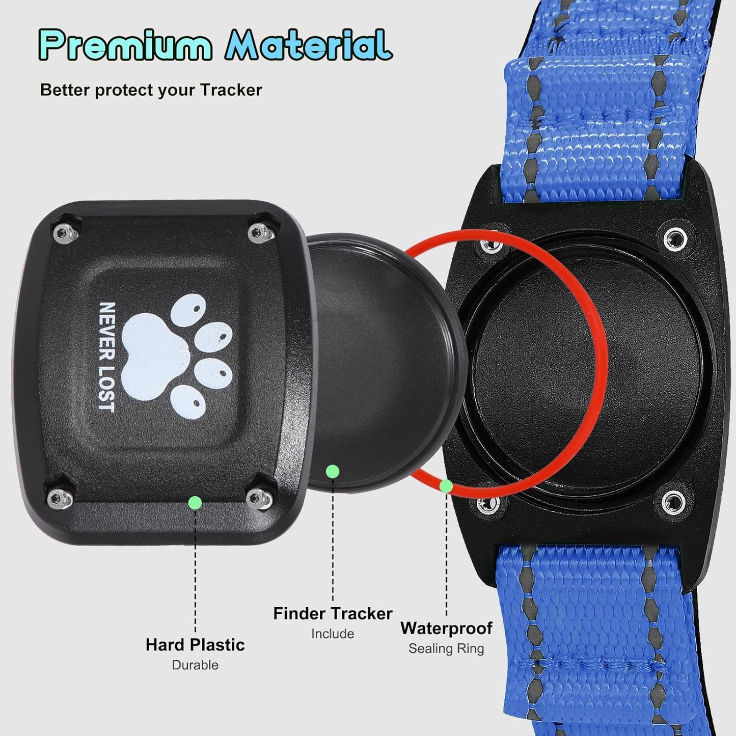 GPS Dog Collar Tracker 2-in-1,Reflective Waterproof Pet Collar,iOS-Only,No Monthly Fees,Unlimited Range,Ideal for Dog Tracking pet Tracker,for Small Medium Large Dogs(XS (10.6"-13.6"), Blue)