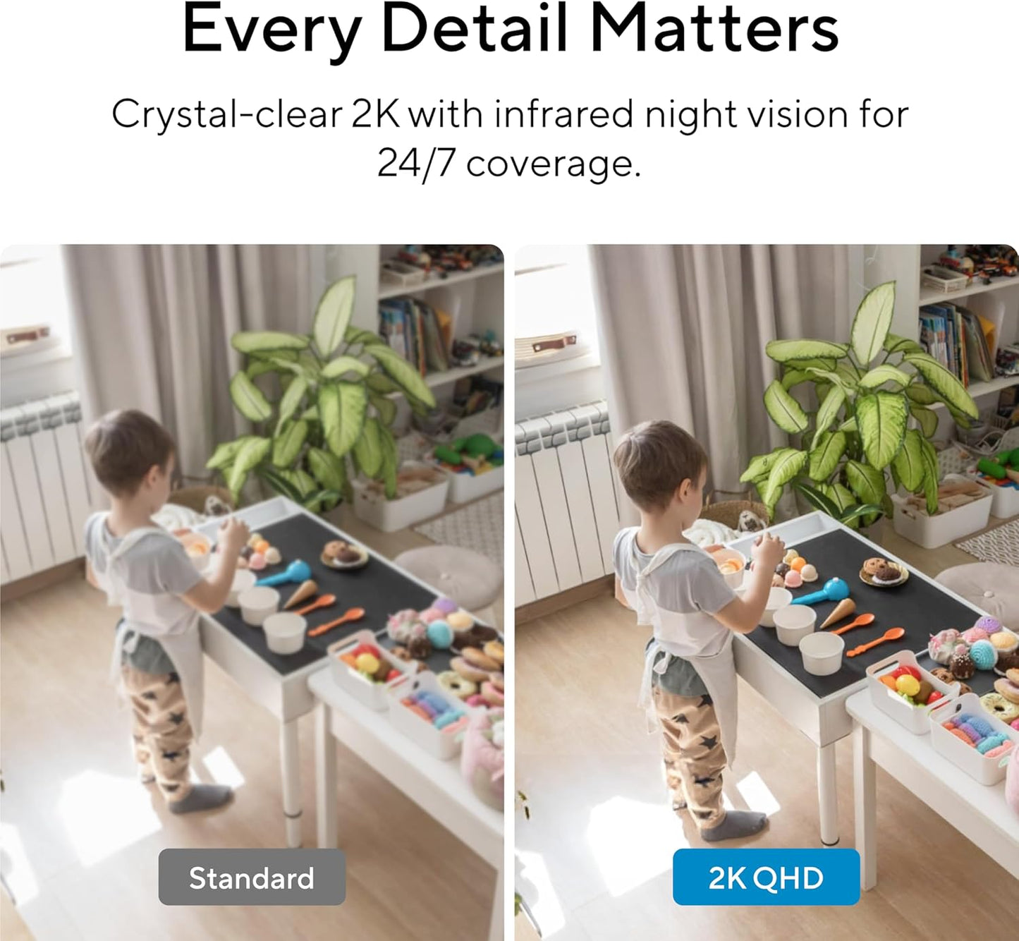 Dot 2K QHD Wireless Smart Security Camera, 170° Wide Angle, AI Human Detection, 2 Way Audio, Night Vision, Free 7 Day Cloud Storage, Indoor/Outdoor, 2.4Ghz Only