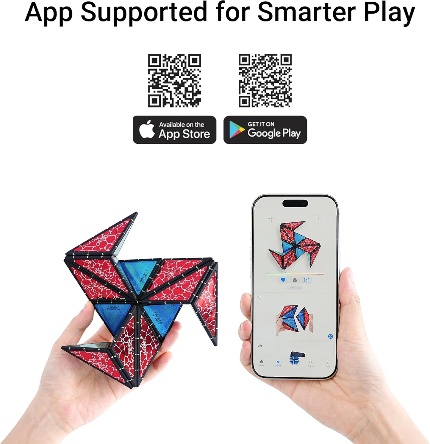 TOSY Magnet Pyramid Stone - 1 Cube Transforms into 1 Billion Shapes, 14 pcs (12 Puzzle pcs and 2 Spinners), 243 Magnets, Christmas Stocking Stuffers Gift for Kids, Creative Puzzle STEM Toy, 2-Pack