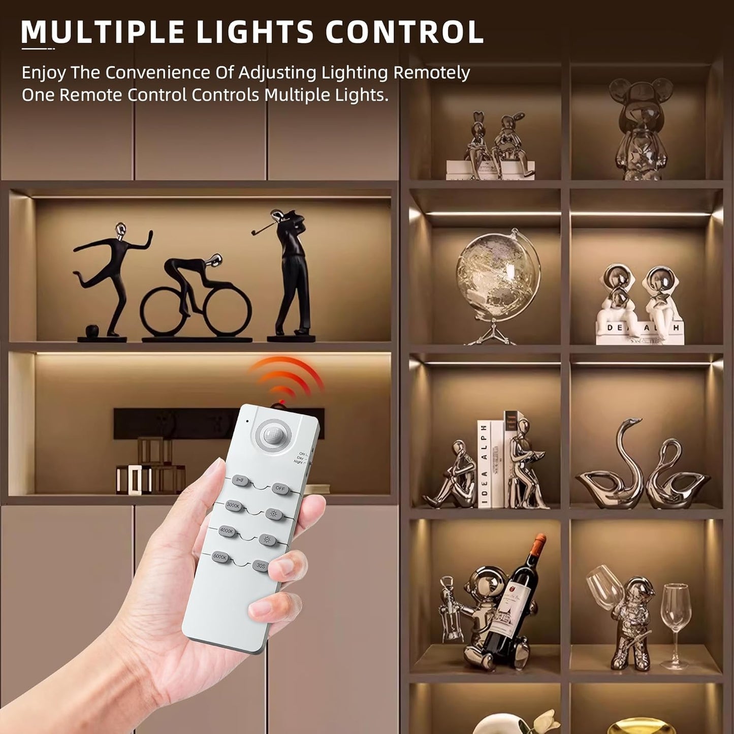 66 LED Under Cabinet Lights Wireless with Full Lighting,Rechargeable Closet Lights with Remote and Motion Sensor Indoor,Under Counter Light with CCT and Dimmable for Kitchen,Stair(5 Pack,7.87inch)