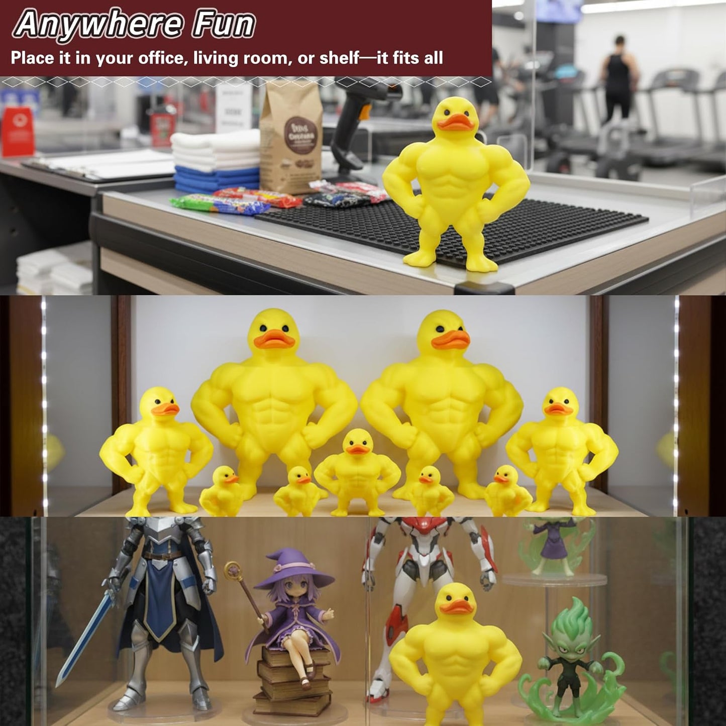 3D Printed Muscle Duck Figurine, Funny Desk Decor Collectible Statue, Muscular Duck Desktop Figurine, Gifts for Gym People, Gym Decor for Men, Bodybuilder Duck Collectible Desktop Sculpture (Large)