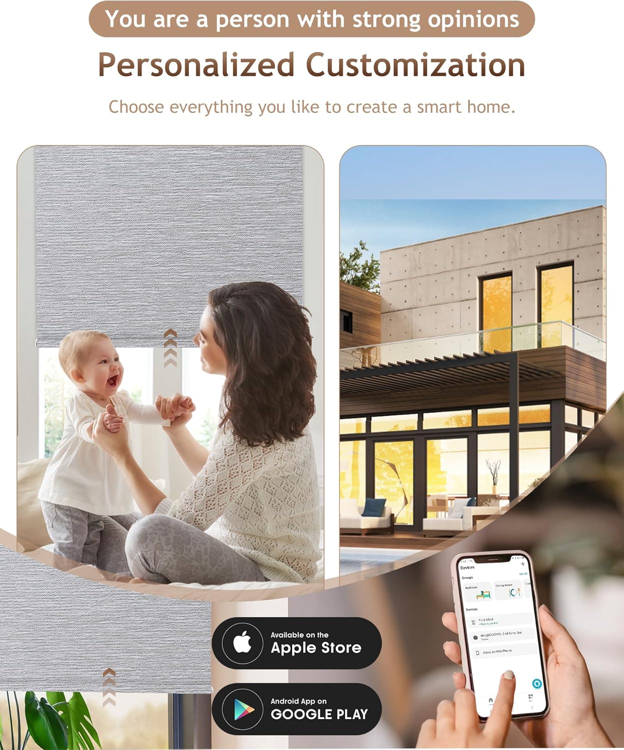 Kincmo Motorized Blinds with Remote,100% Blackout Motorized Roller Shades Work with Apple Homekit,Alexa,Google, Custom Electric Blinds with App,Voice Control (Atlantic Grey)