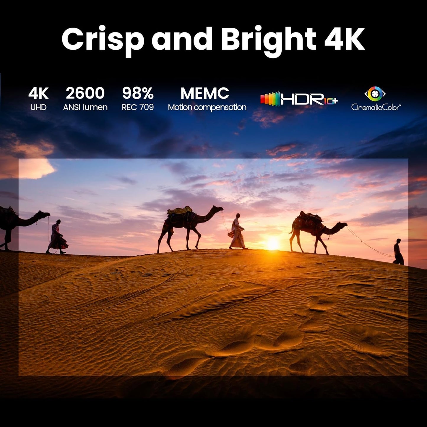 BenQ GP520 4K HDR 2600lm LED Living Room Projector for Home Entertainment with Google TV, Auto Cinema Mode, MEMC, Rec.709, HDR10+, HDMI 2.1, USB-A, USB-C, Wifi6, Bluetooth5.2, eARC, Dolby, 7.1 Channel