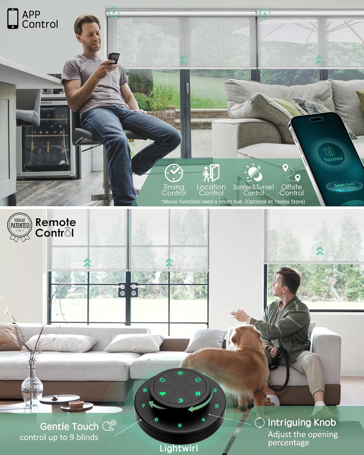 Yoolax Motorized Blinds with Remote, Smart Blinds for Windows Motorized Roller Shades, Automatic Window Shades Compatible with Alexa Custom Size for Living Room Office (Sheer-White)