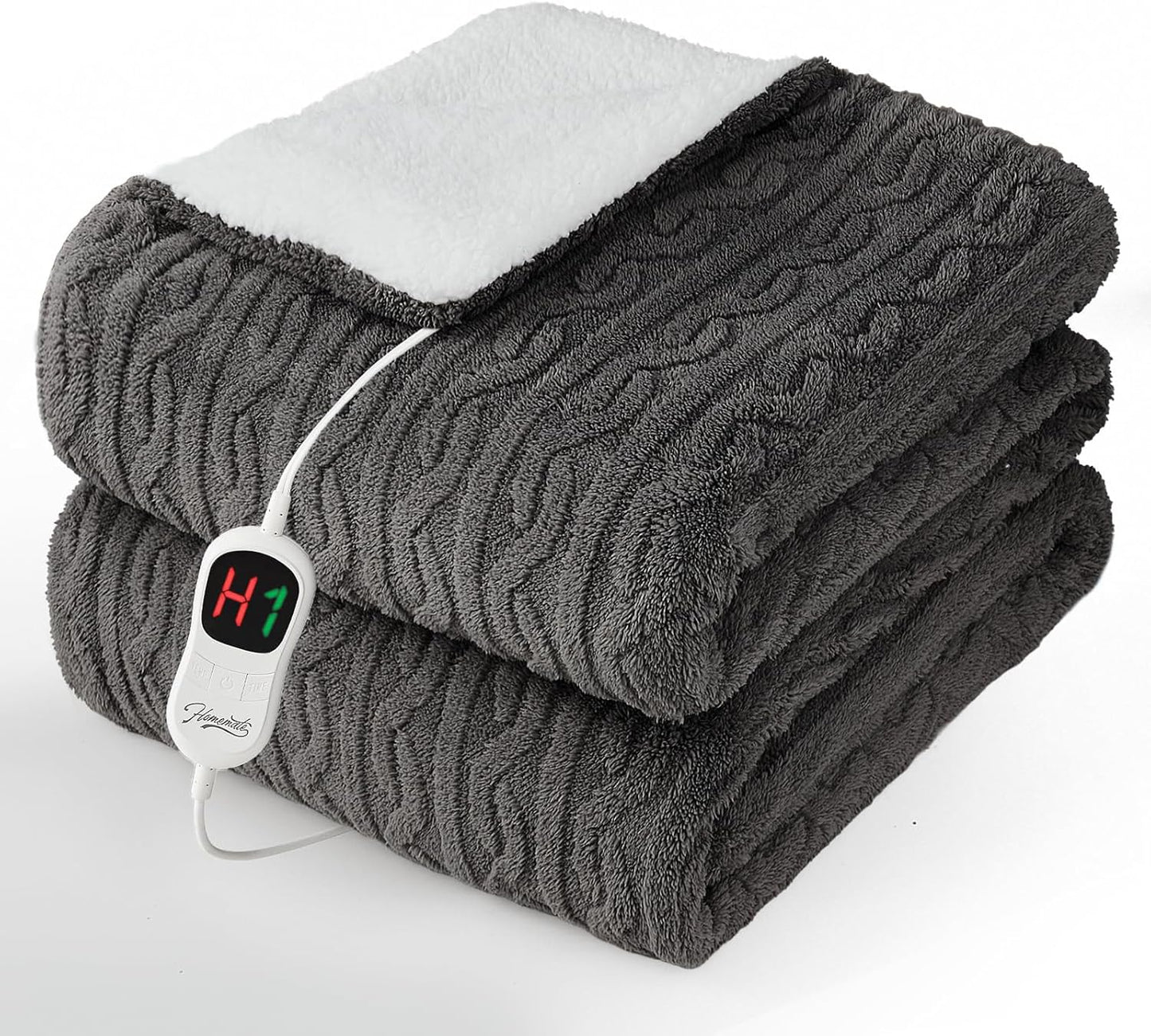 Homemate Electric Heated Blanket Twin - 62"x84" Heating Bed Blankets Throw with 10 Heating Levels 8 Hours Auto Off Fast Heating Over-Heated Protection Ultra Soft Warm Flannel ETL Certified
