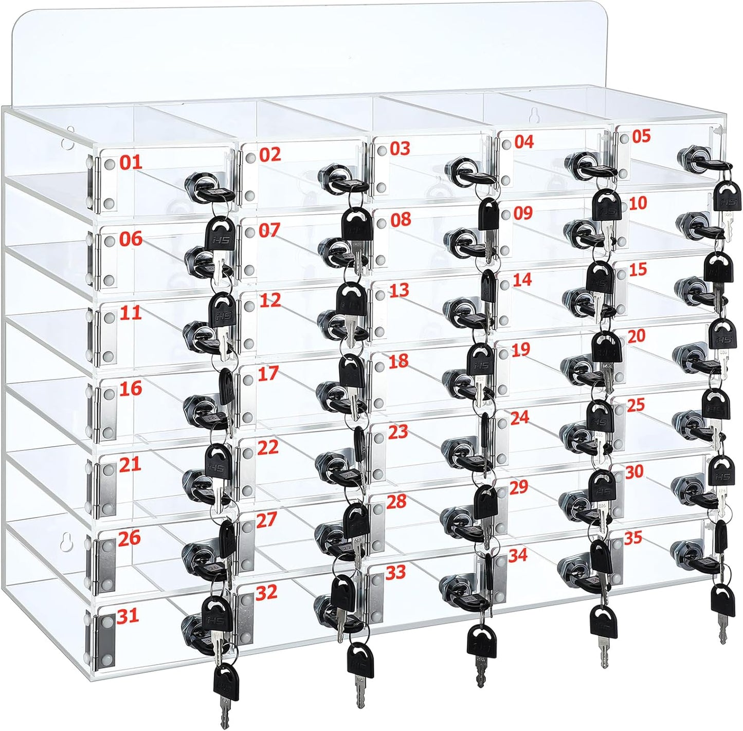Threan 35 Slot Cell Phone Storage Box, Clear Cell Phone Storage Cabinet Wall Mounted, Including Door Locks and Keys for Office School Factory Classroom Students Staff