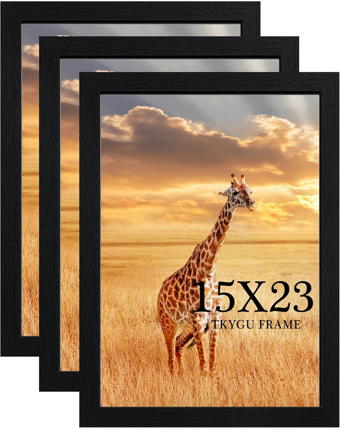 15x23 Picture Frame Set of 3, Wooden Frame Black for 15x23 Inch Picture Poster Photo with Durable Shatter Resistant Plexiglass,Wall Gallery Poster Photo frame 23 by 15 Frame for Wall best gift
