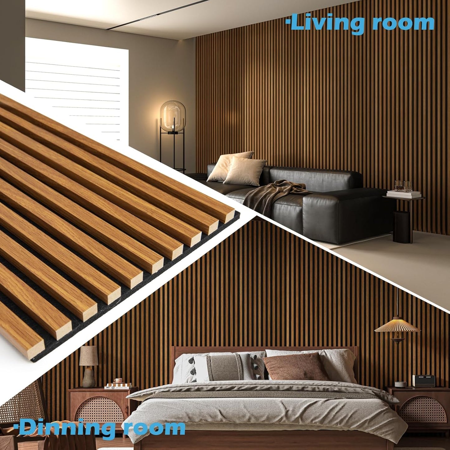 Art3d 2-Pack 48" x 24" Acoustic Wood Panels for Wall, Soundproof Wood Slat Panel for Wall and Ceiling, 3D Fluted Sound Absorbing Paneling for Interior Wall Decor, Living Room, Bedroom - Teak