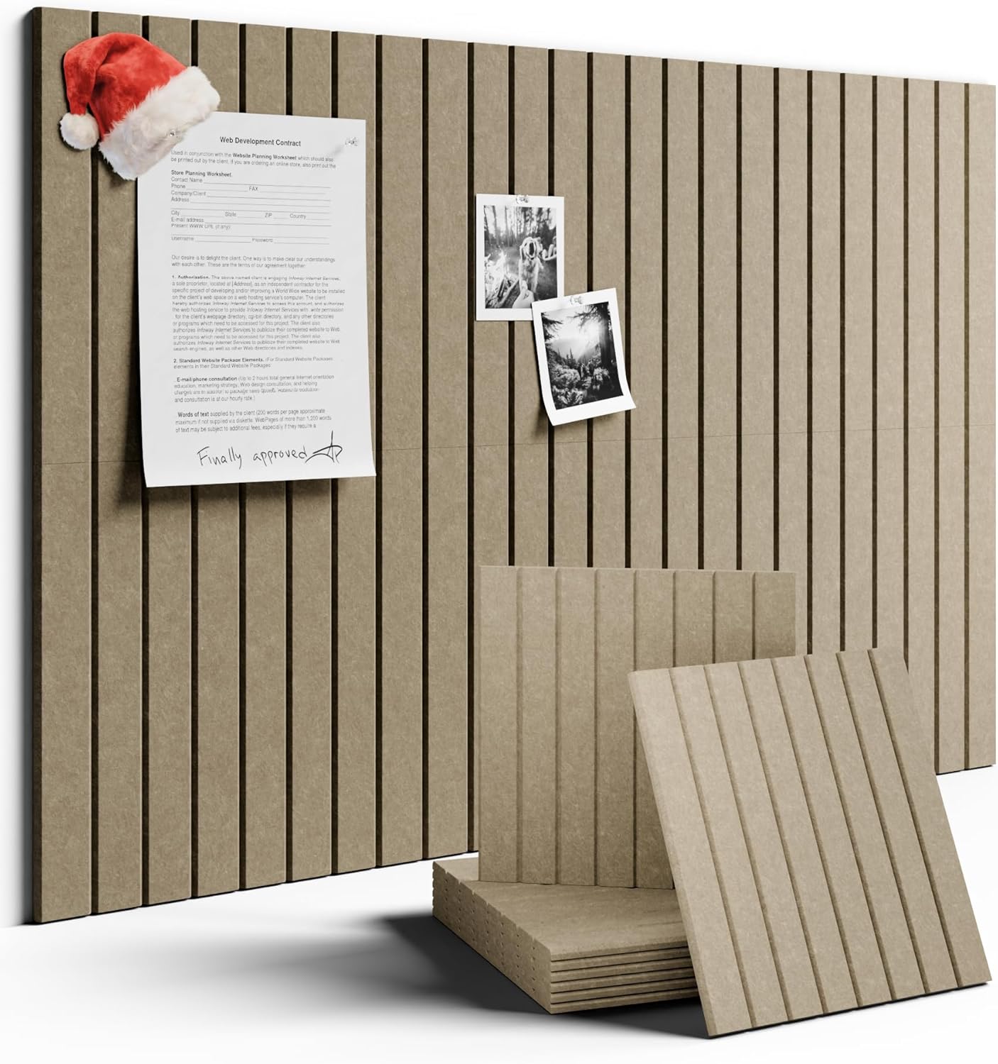 Large Felt Bulletin Board 36"x24" Cork Board Alternative - 6 Pack with 40 Safe Removable Adhesive Tabs, Cork Boards for Walls Cork Board for Home Office Classroom Pin Board-Earth Brown