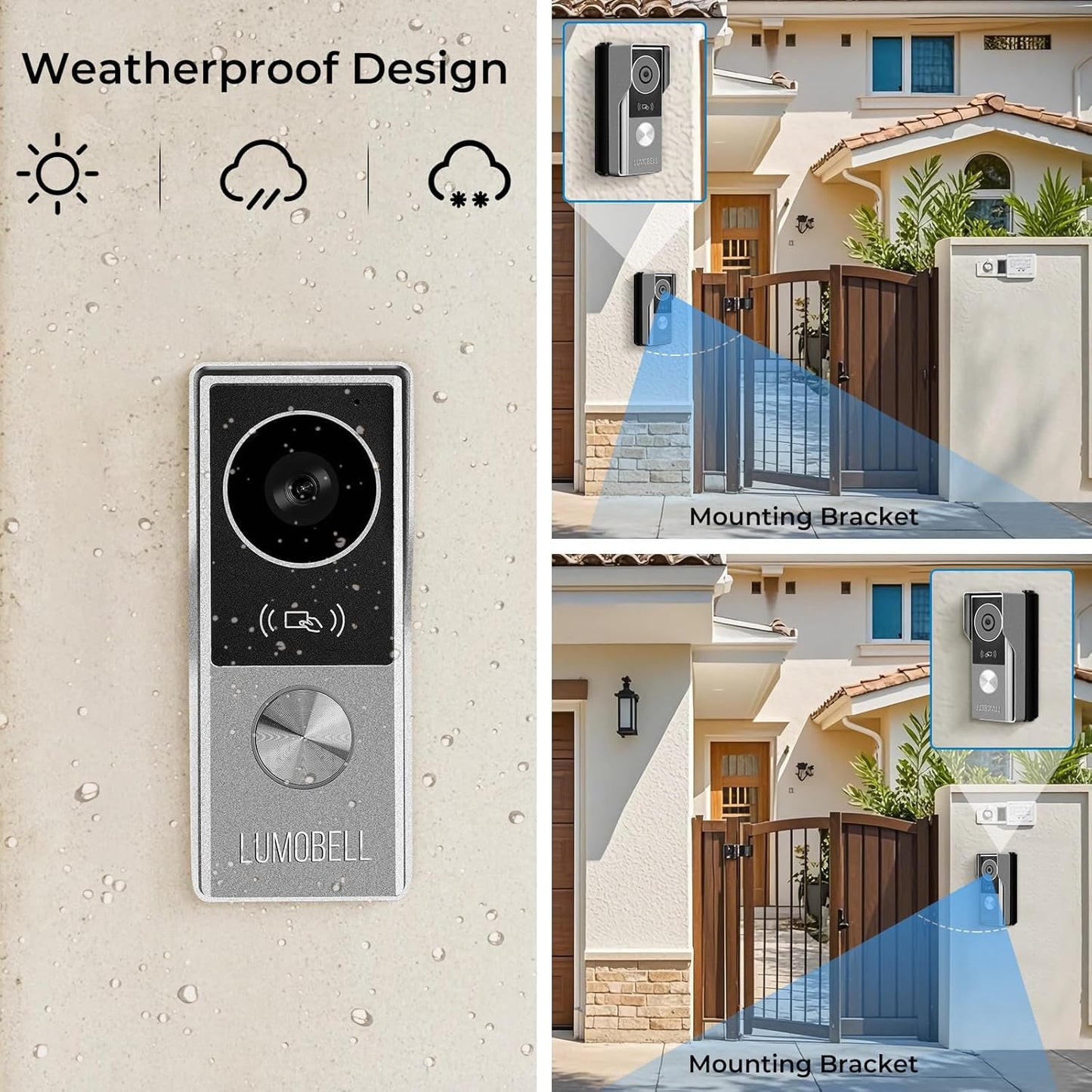 2-Wired video intercom system,Video Doorbell Camera with Monitor, 1080P 7-inch Touch Screen, video door phone,Night Vision, 130° Wide Angle, Tuya App Remote Unlock, Waterproof, No Monthly Fees