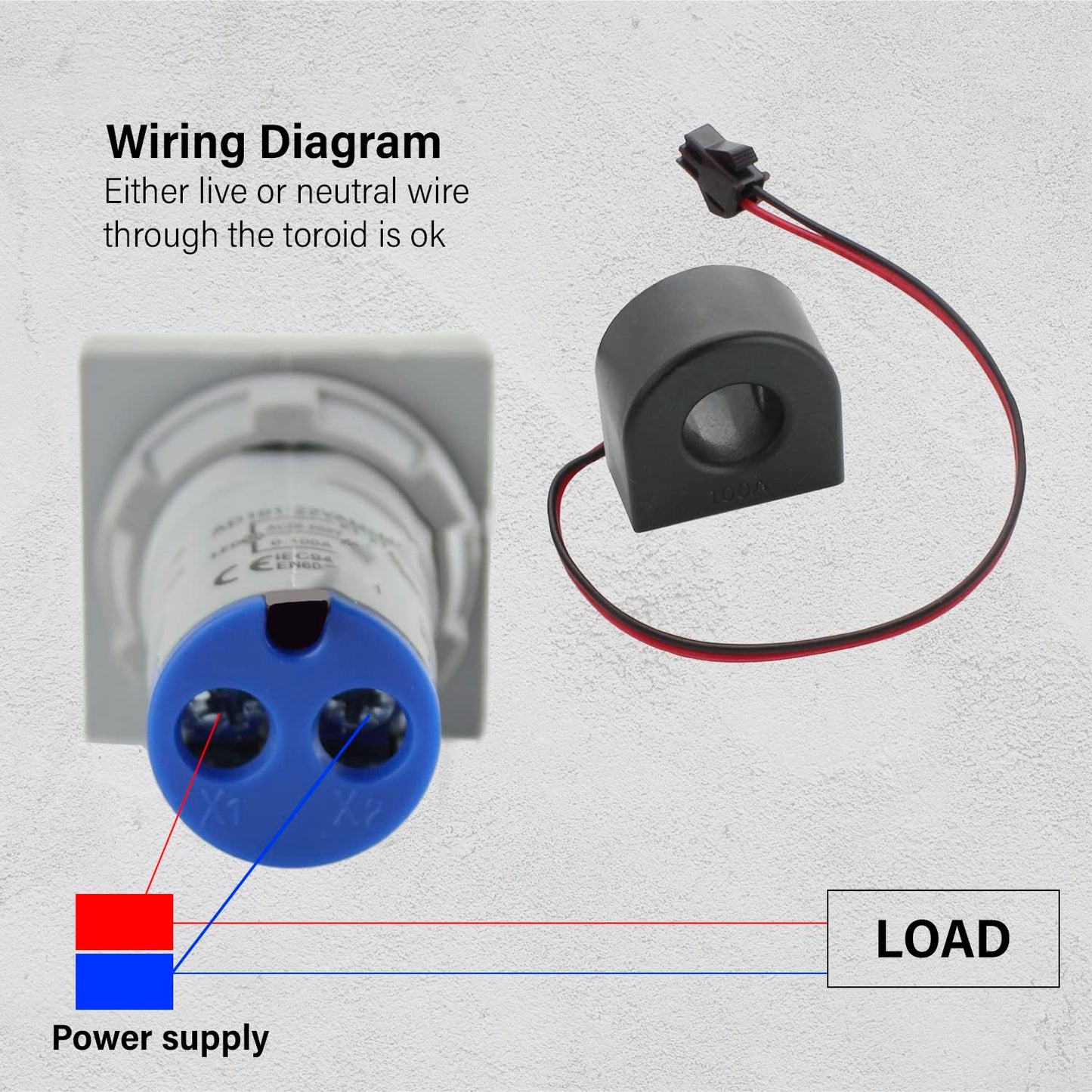 LED Voltage Display Panel Mount Volt Amp Meter, AD101-22VAMS 22mm Square Voltmeter and Ammeter, AC50-500V Voltage and 0-100A Current Meter, Blue (3 Pack)
