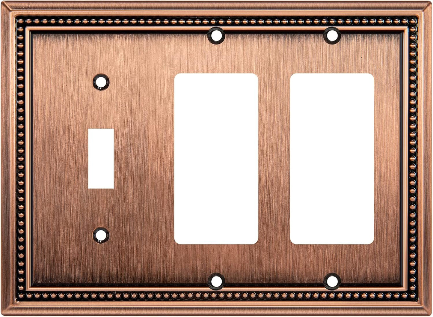Henne Bery Sunken Pearls Heavy Duty Decorative Wall Plate Switch Plate Outlet Cover (Single Toggle/Double Decorator, Antique Copper)