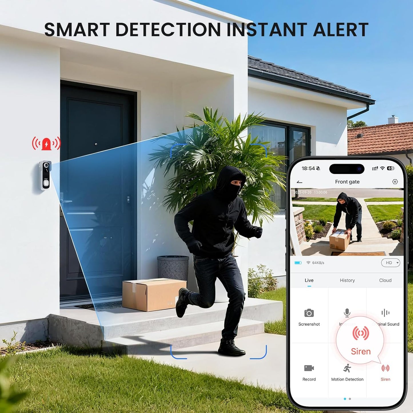 ieGeek Doorbell Camera Wireless No Subscription, 2K 3MP HD View, 2-Way Talk, PIR Motion Detection, Wireless Video Doorbell with Chime, Only Supports 2.4GHz WiFi, Local & Cloud Storage, White