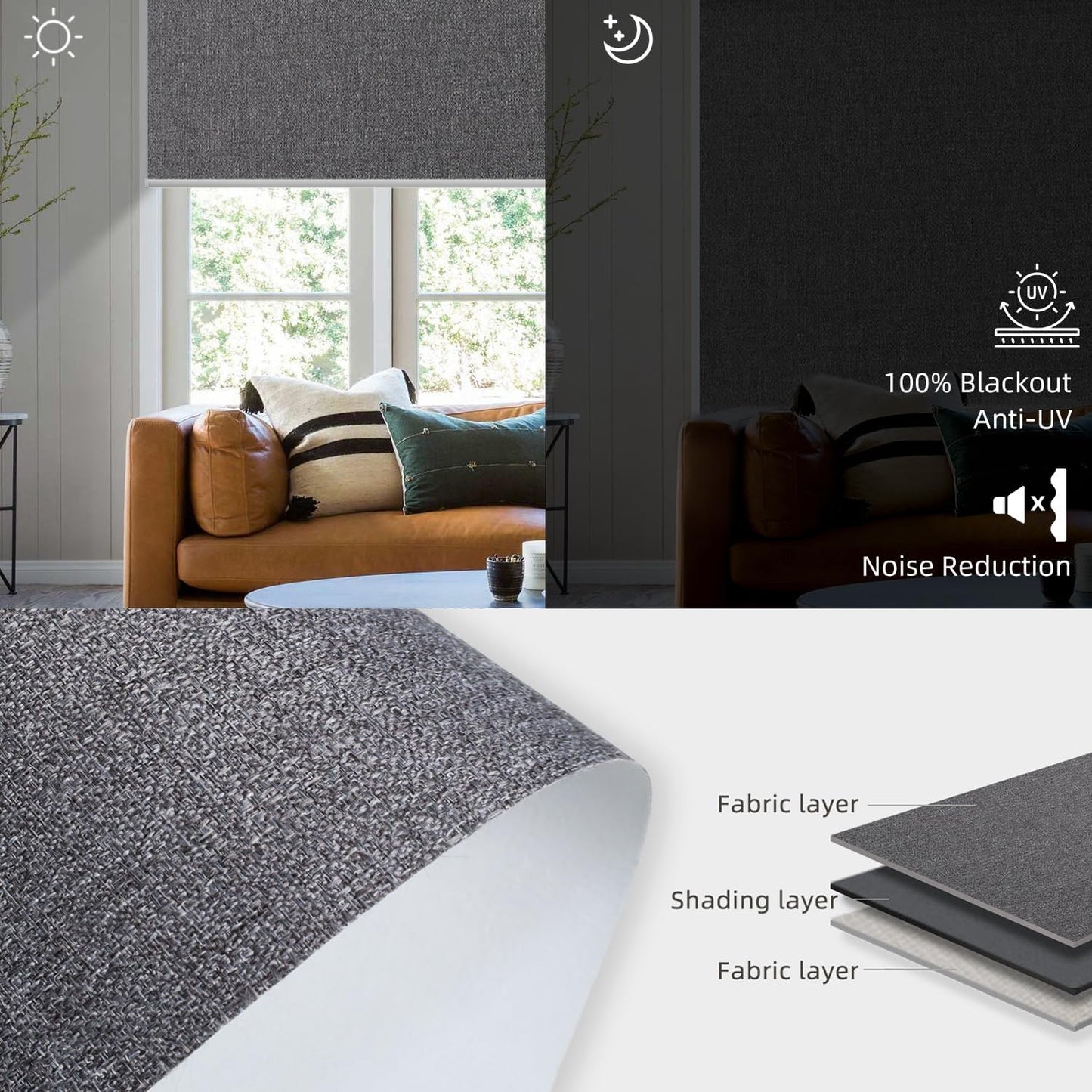SmartWings Motorized Blackout Roller Blinds Work with Matter Homekit Z-Wave Thread Alexa Google, Smart Window Shades for Bedroom, Cordless Remote Control Customized 16"-110" W, Eclipse Anchor Grey