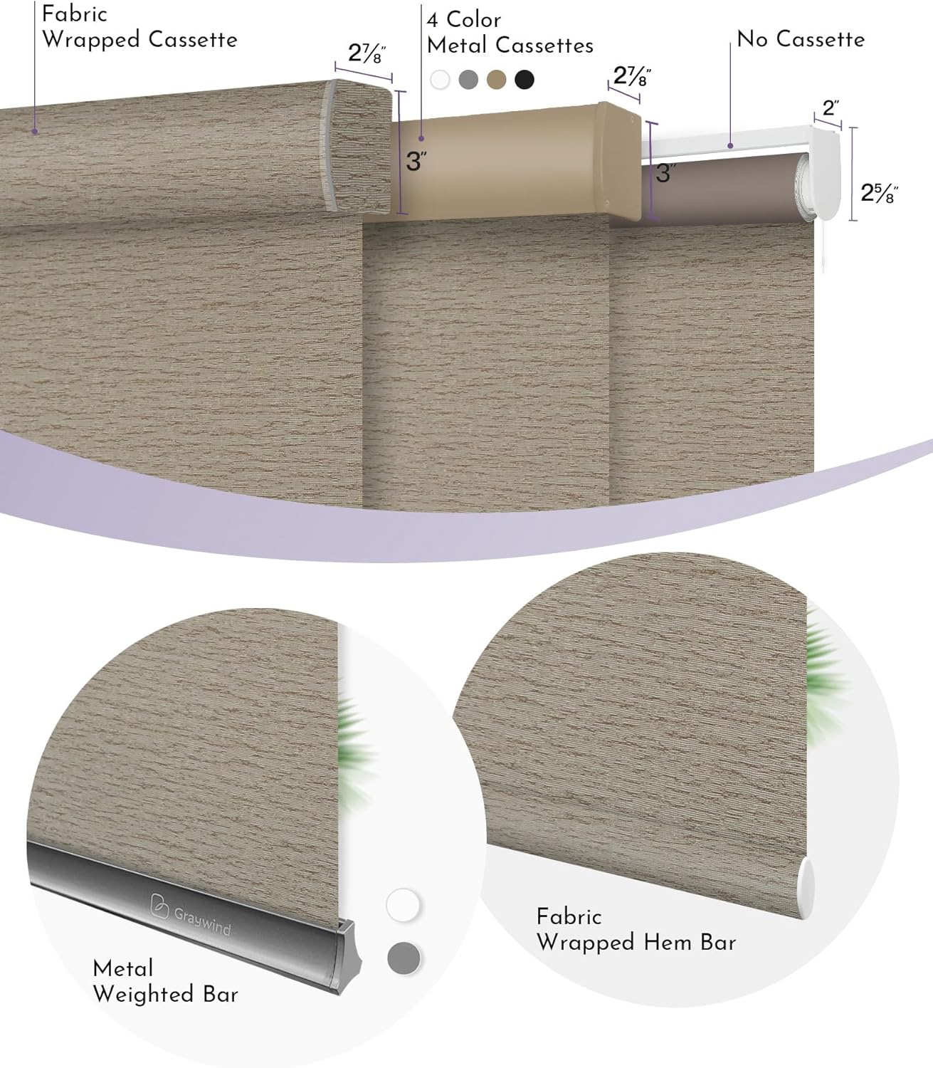 Graywind Smart Blackout Roller Shades Work with Alexa Google Textured Fabric Rechargeable Motorized Blinds Cordless Remote Control Window Shades, Custom Size (Frequency Sand)