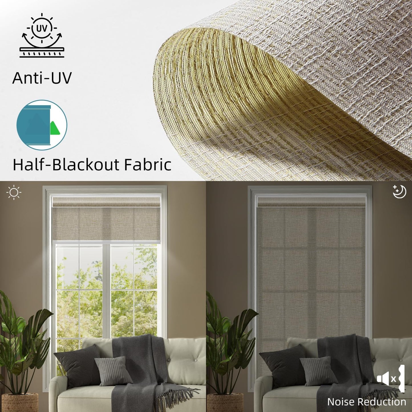 SmartWings Motorized Light Filtering Shades, 70% Blackout, Custom Size, Rechargeable Battery, Works with Matter/Apple HomeKit, Alexa, Thread/Zigbee, Remote Optional, 70% Safari Biscuit