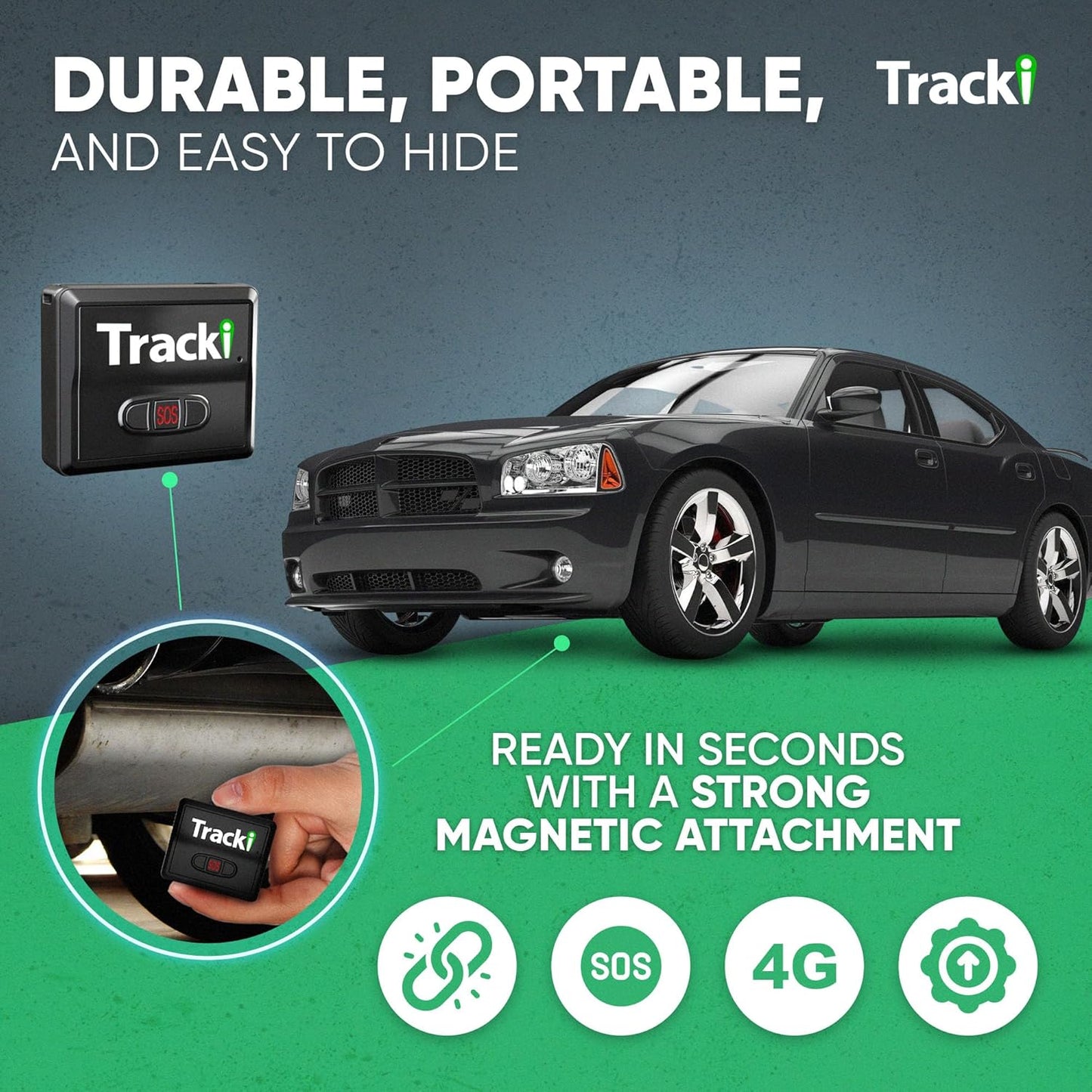 Tracki GPS Tracker for Vehicles, Car, Kids. Subscription Needed. US-Made Tech. 4G LTE GPS Tracking Device. Unlimited Distance, US & Worldwide. Small (Tracker) (Tracker 1 Year Subscription Incl.)