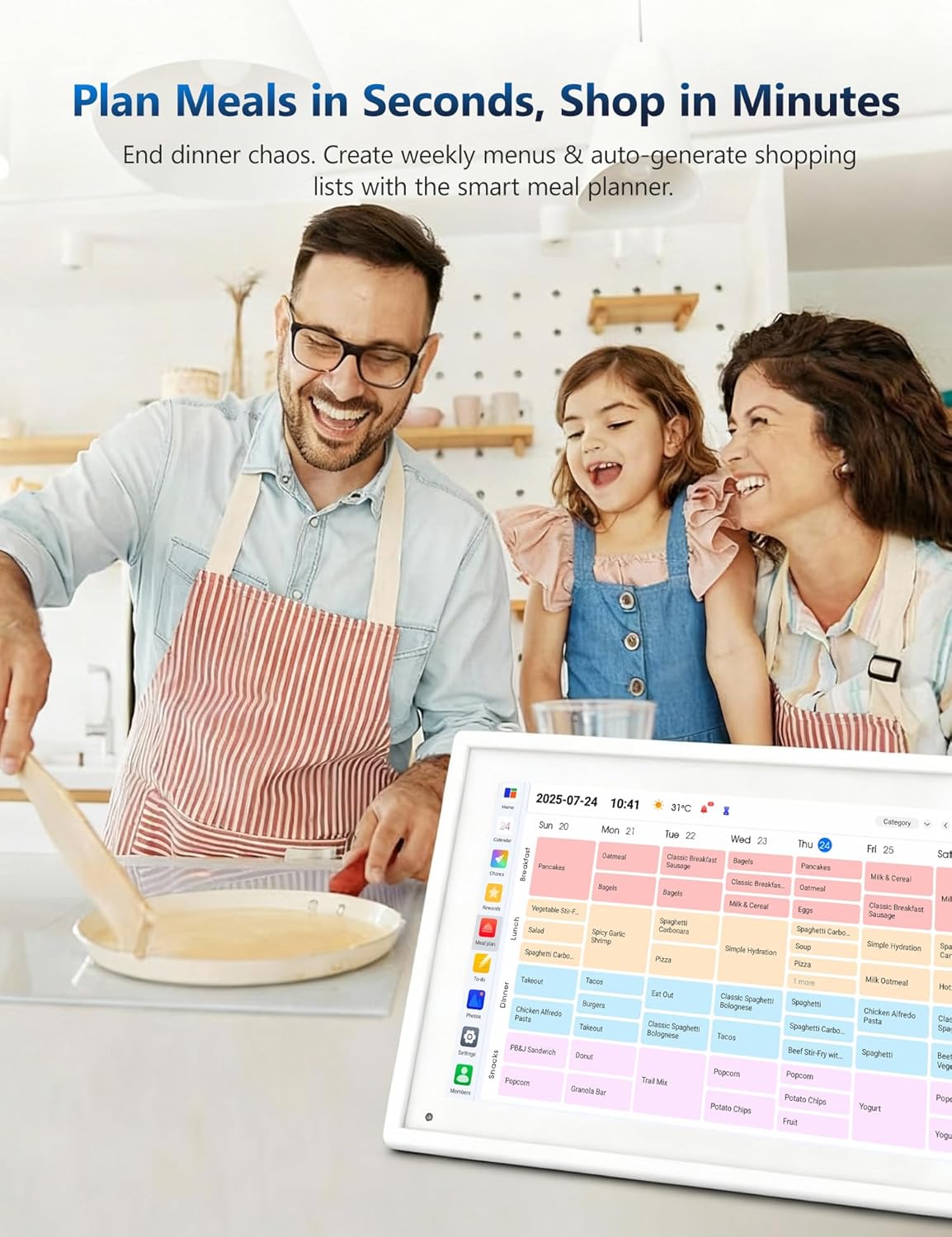 Smart 15.6" Digital Calendar Chore Chart - HD Touchscreen Family Organizer with Schedule, Chore Chart, Meal Planner, Photo Display, Online Calendars Sync, 2026 Wall/Desk Mountable Gift for Home & Office