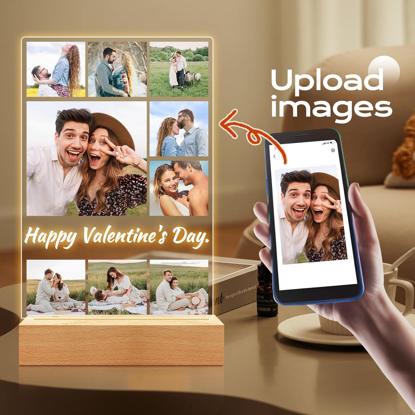 Custom Picture Frame with Photo, Personalized Photo Frame, Customized Picture Frames, Personalized Valentines Day Gifts for Women Men Her Him Girlfriend Boyfriend Couple