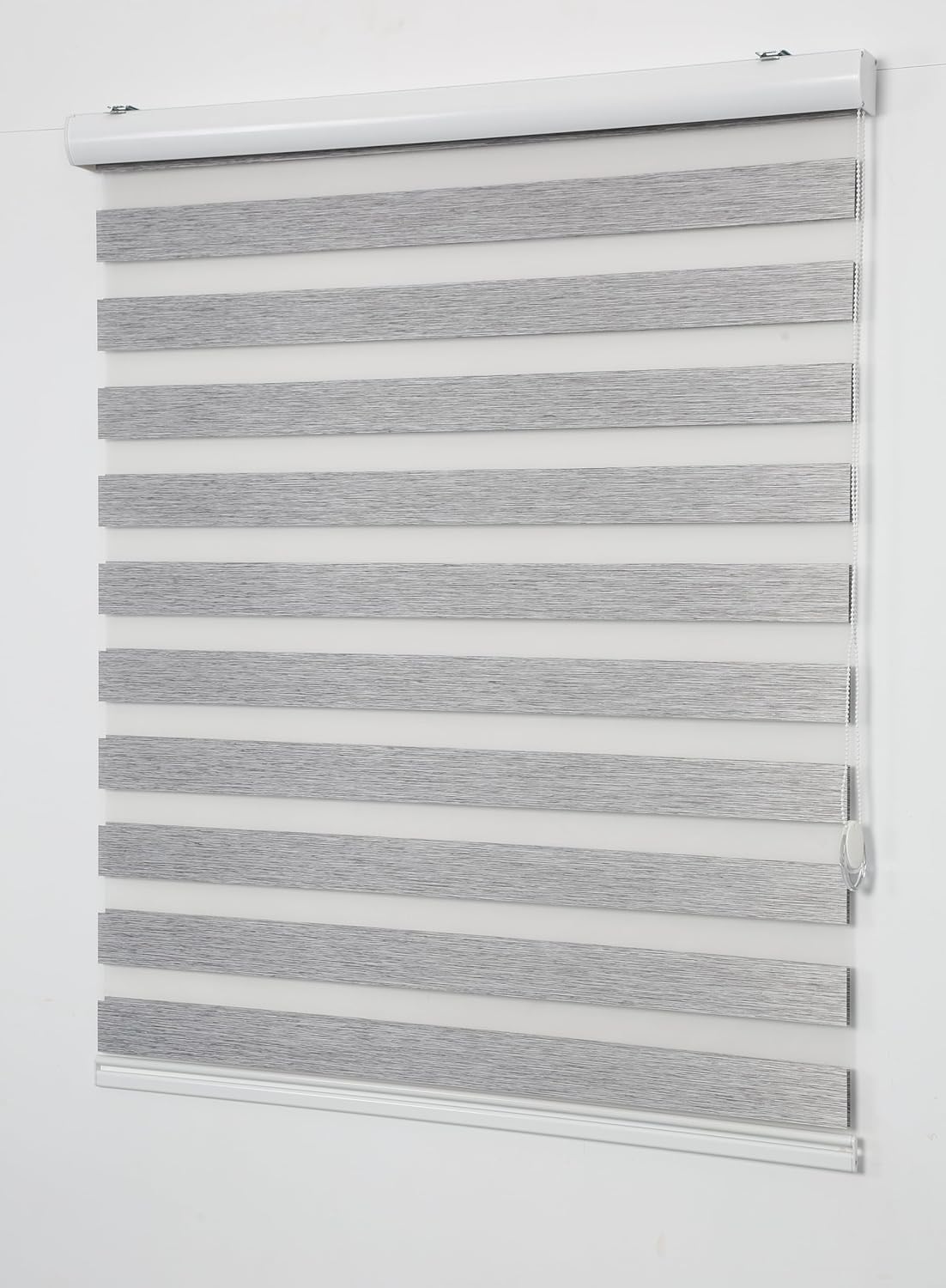 Shadesu Custom Size Zebra Blinds for Windows, 72" W x 72 H, Grey, Dual Layer Free-Stop Zebra Shades, Light Control for Day and Night, Sheer Blinds for Indoor Windows, Bedroom, Kitchen