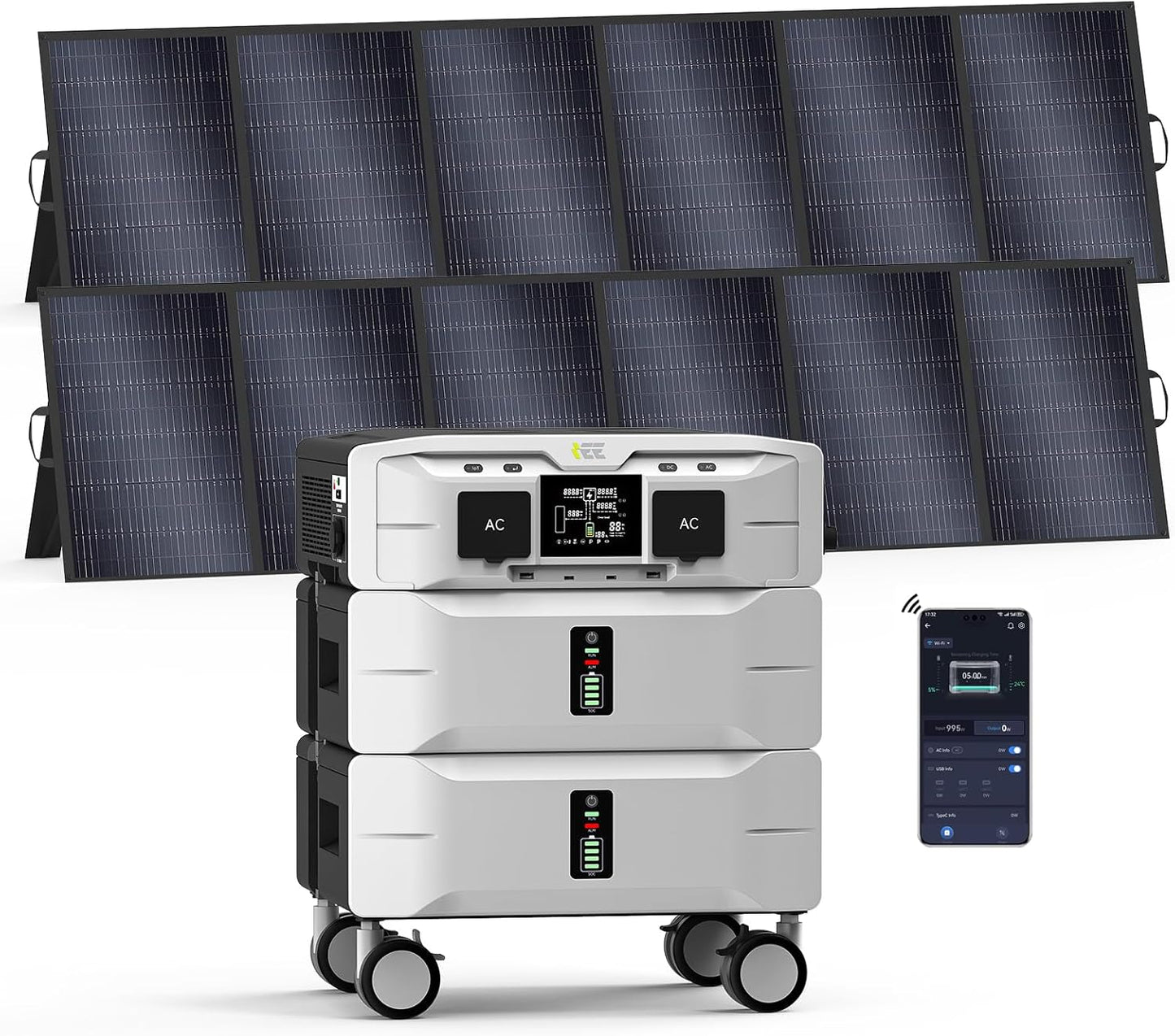 IEE 5120Wh Portable Power Station SP5000 with 2x500W Solar Panel, 120/240V 5000W(Peak 9000W) AC Output Solar Generator, Expandable Capacity, LFP Battery Generator for Home Use, Power Outages, RVs