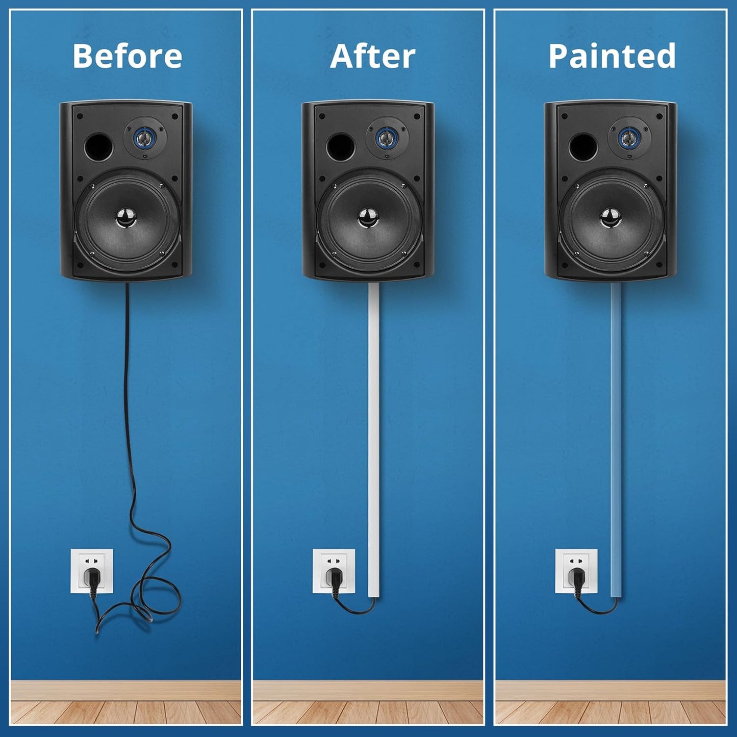 136in Cord Hider for Wall Mount TV, White Wire Covers for 1 Mini Cords, YCLYC 8Pack Cable Hider Kit, Paintable Power Wall Cord Cover, Wire Hiders for TV on Wall Cable Raceway - L17in W0.6in H0.36in