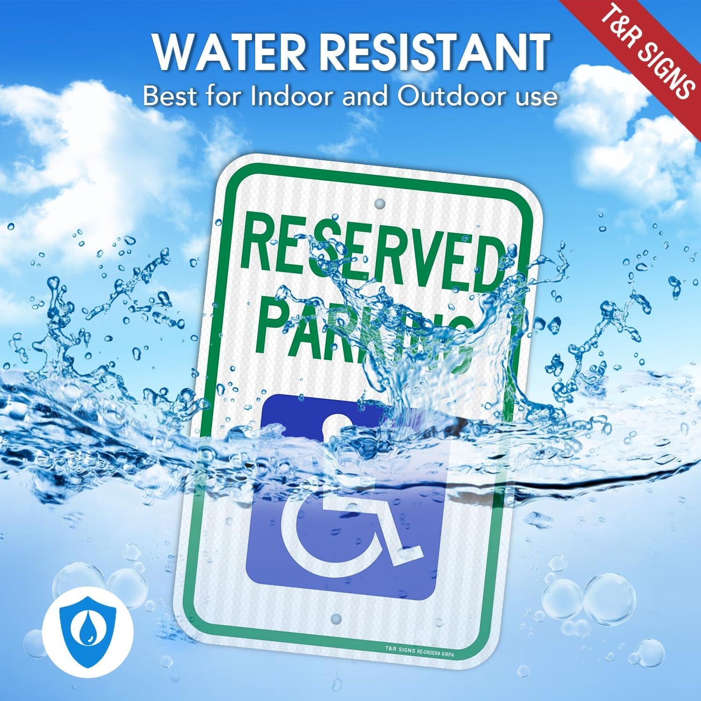 (1 Pack) Handicap Parking Sign, Reserved Parking Sign, Large 18" x 12" Engineer Grade Reflective Sheeting, Rust Free Aluminum, Weather Resistant, Waterproof, Fade Resistant, 2 Pre-drilled Holes