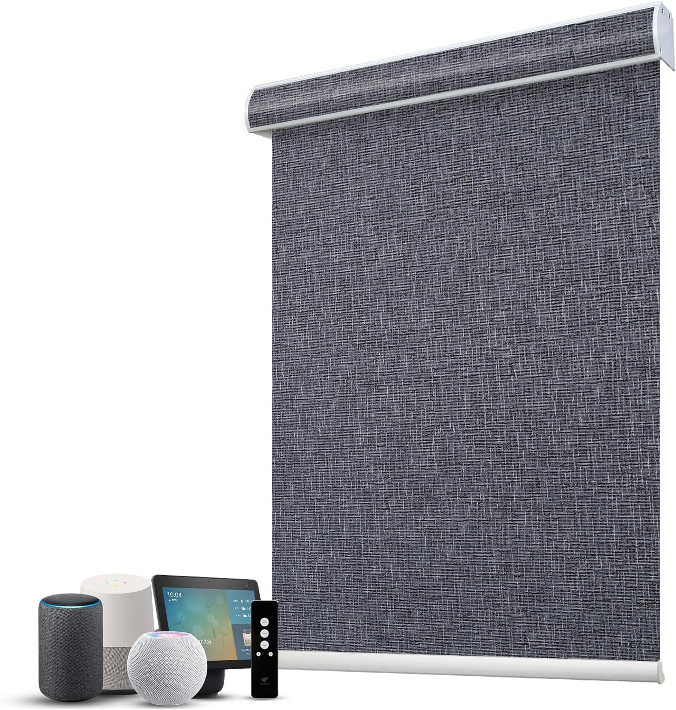 SmartWings Motorized 100% Blackout Shades Blinds, Custom Size, Cordless Window Shades Rechargeable Battery, Work with Matter/Apple HomeKit, Alexa, Thread/Zigbee, Remote Optional, Eclipse Charcoal