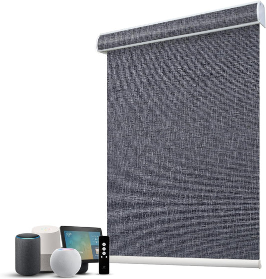 SmartWings Motorized 100% Blackout Shades Blinds, Custom Size, Cordless Window Shades Rechargeable Battery, Work with Matter/Apple HomeKit, Alexa, Thread/Zigbee, Remote Optional, Eclipse Charcoal
