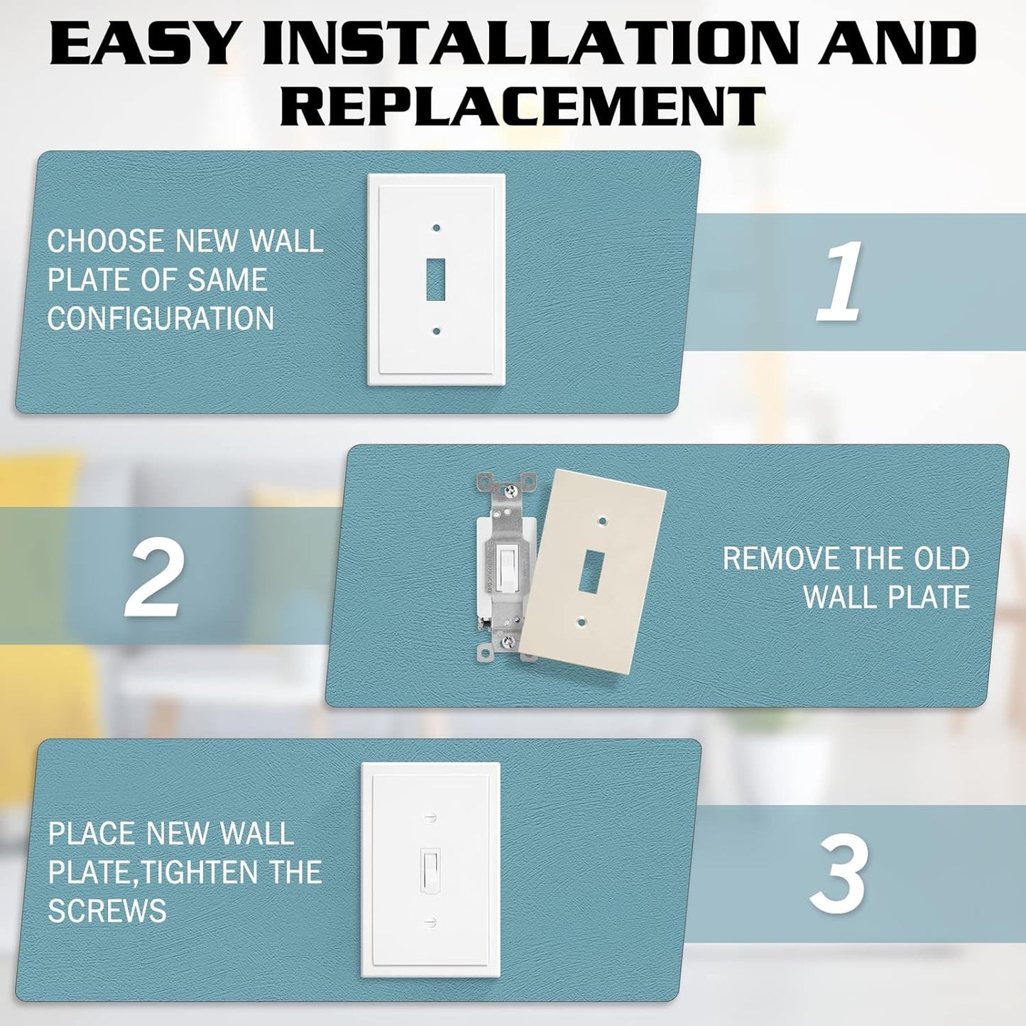 1-Gang Modern Edge Decorative Wall Plate Cover Switch Outlet Single Toggle Electrical Faceplate for Light Switches, Smart Switch, GFCI, Dimmers, Receptacle, USB Outlet (10 Pack, Single Toggle)