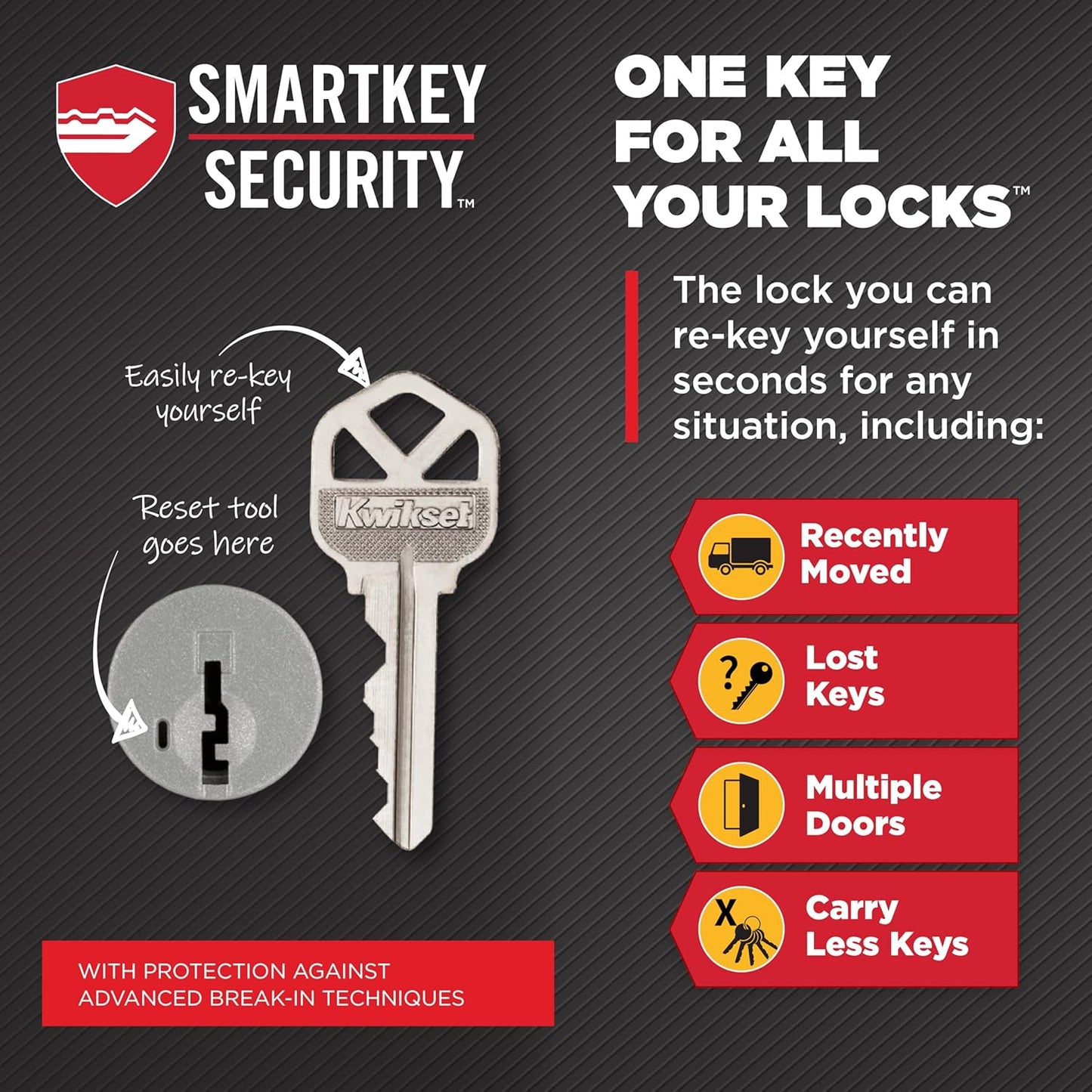 Kwikset Halifax Entry Door Handle with Lock and Key, Secure Keyed Reversible Lever Exterior, Doorlock, For Front Entrance and Bedrooms, Polished Chrome, Pick Resistant Smartkey Rekey Security