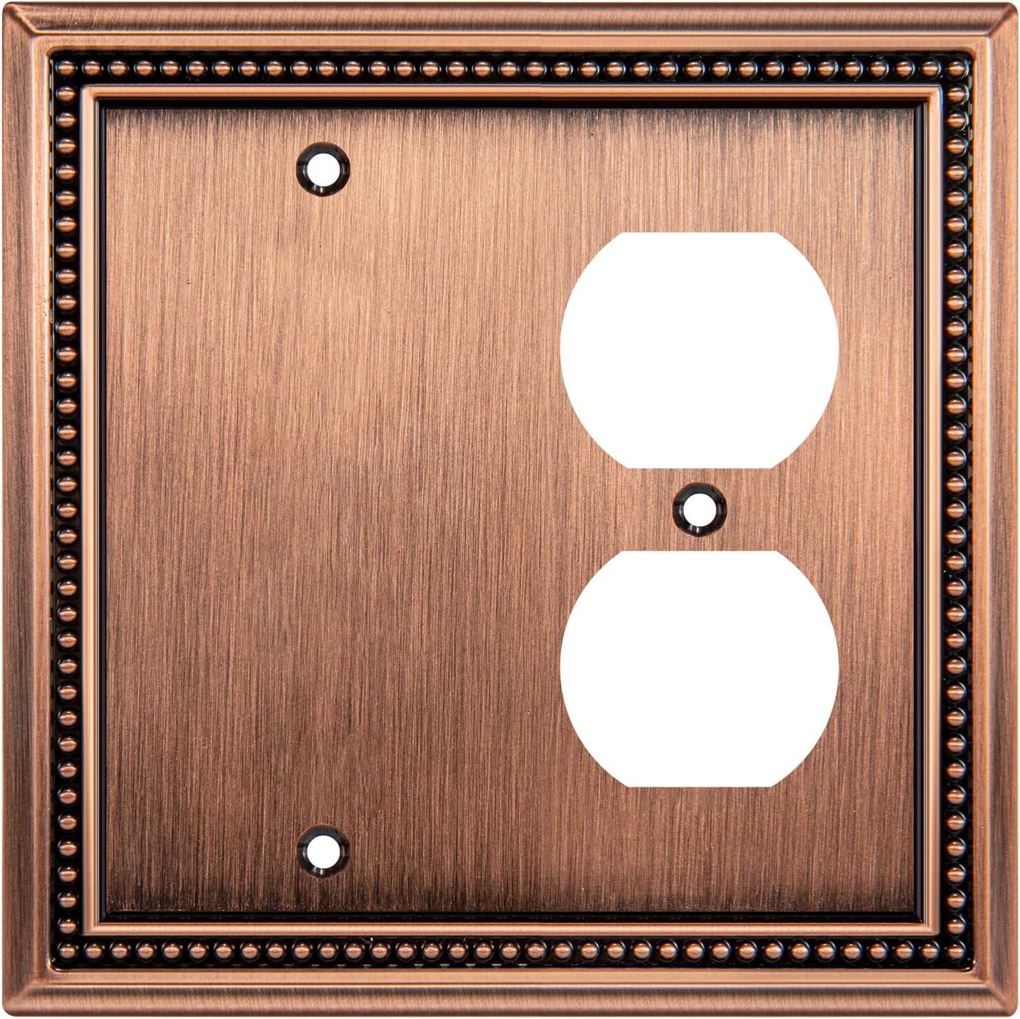 Henne Bery Sunken Pearls Heavy Duty Decorative Wall Plate Switch Plate Outlet Cover (Blank/Duplex, Antique Copper)