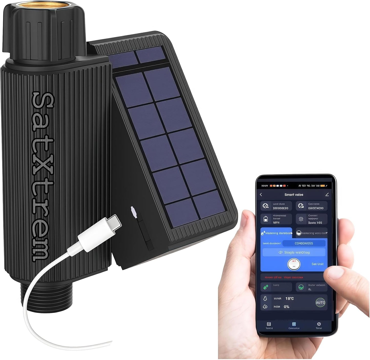 Solar Powered WiFi Water Timer - Smart Sprinkler Controller with Mobile APP Programming for Lawn, Yard, Garden Drip Irrigation