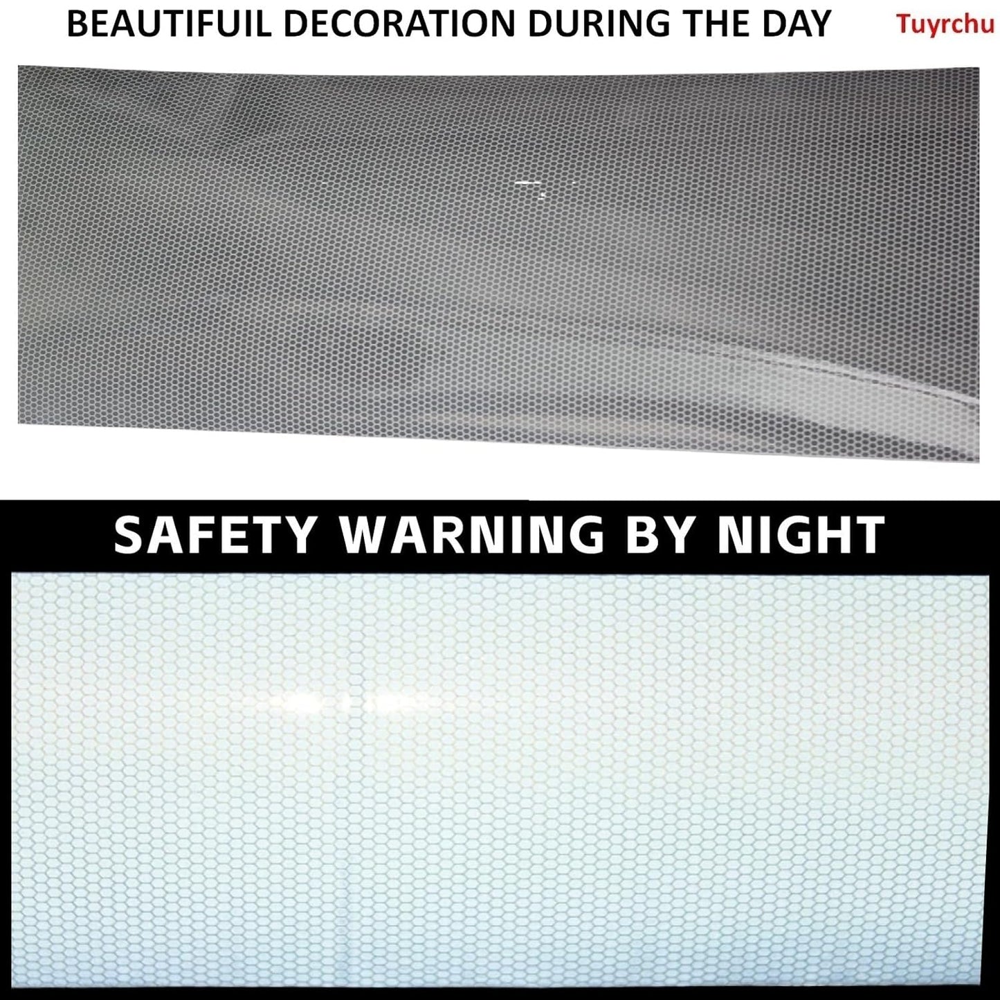 Non Fading Silver Reflective Tape 12 inch Wide, Outdoor Waterproof Safety Adhesive Stickers, High Visibility Industrial Marking Tape (11 feet)