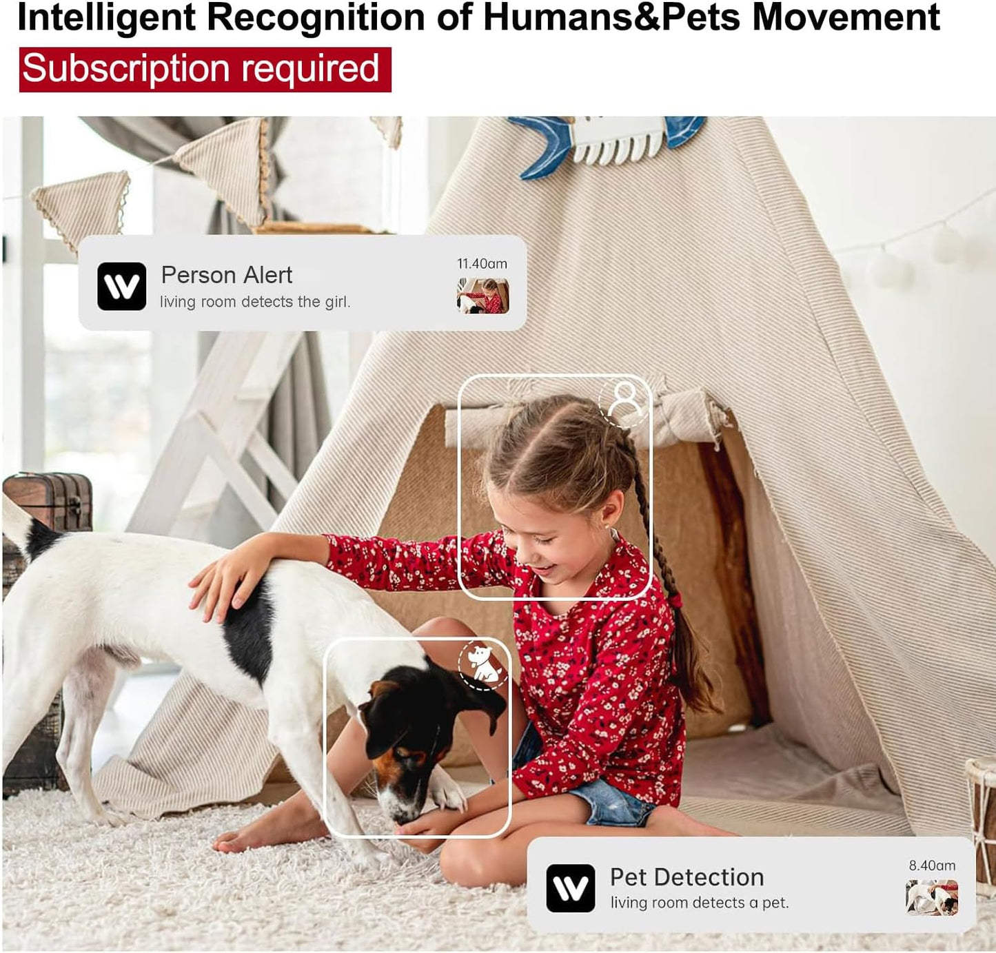 Indoor Security Camera, 5G & 2.4GHz Dog/Puppy/Pet WiFi Security Camera with Phone App, 360° Pan/Tilt Home Cameras Indoor, Smart AI Auto Tracking & Night Vision, US Cloud Storage (2Pack)