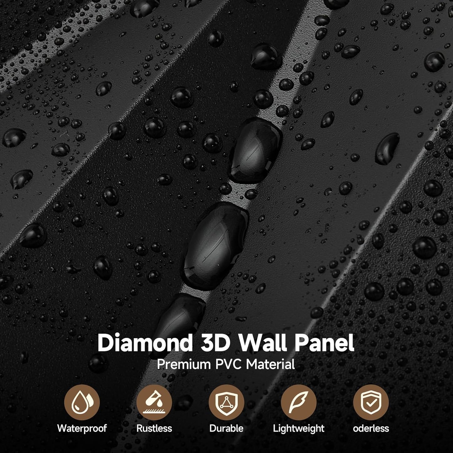 INMOZATA 3D Wall Panels for Interior Wall Decor, 33 Pack 12 x 12 Inch Decorative Wall Panels Diamond 3D Textured Accent Panel for TV, Gaming Living Room, Bedroom Background(Black)