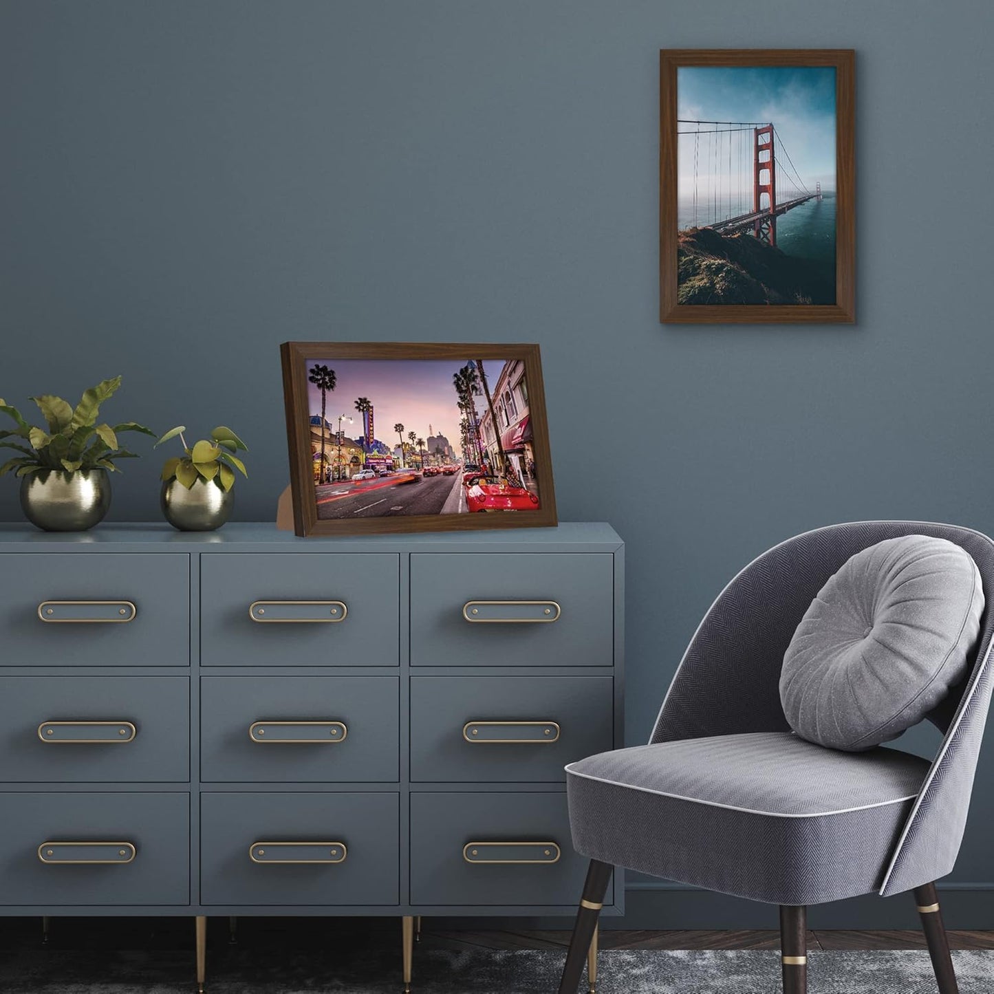 Americanflat 8x12 Picture Frame with Shatter-Resistant Glass - Signature Collection - Gallery-Style Frames Made of Engineered Wood - Photo Frame for Tabletop and Wall Display - Walnut