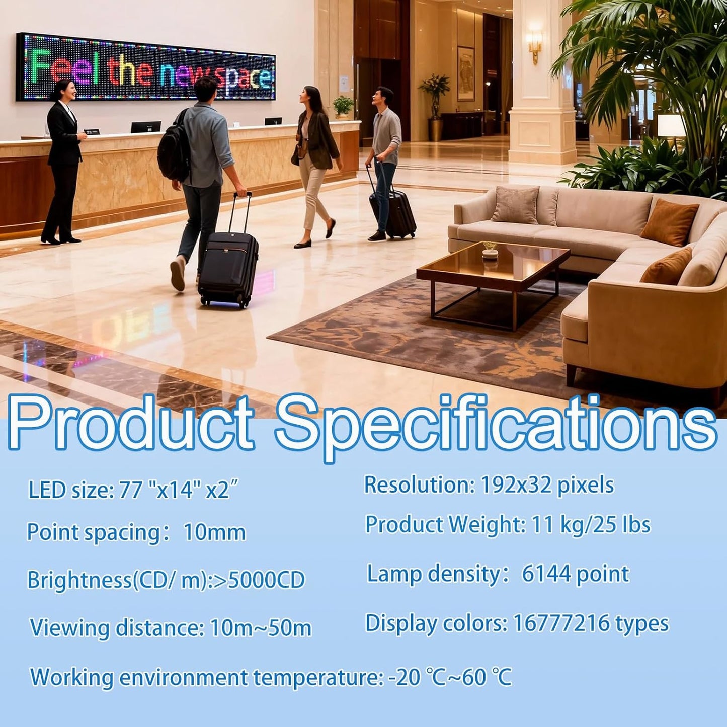 P10(77" * 14") Digital Led Car Signs For Window Matrix Panel Screen Panel Ticker Message Board Message Board Display Menu Board Electronic Board For Business