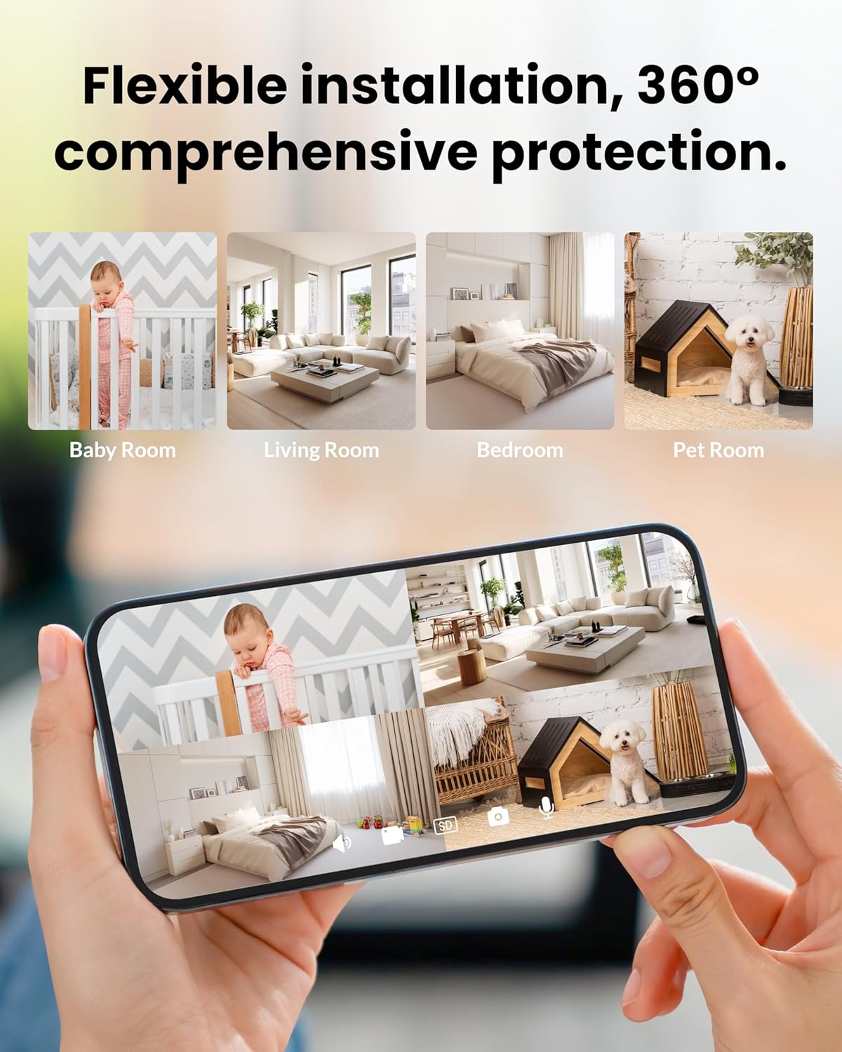 Dual Lens Security Camera Indoor 5G/2.4G WiFi, 2K+2K Pet Camera with Pan Tilt for Home, Baby Monitor, AI Tracking, Color Night Vision, 2-Way Talk, No Dead Zone, 355° View, Alexa/Google