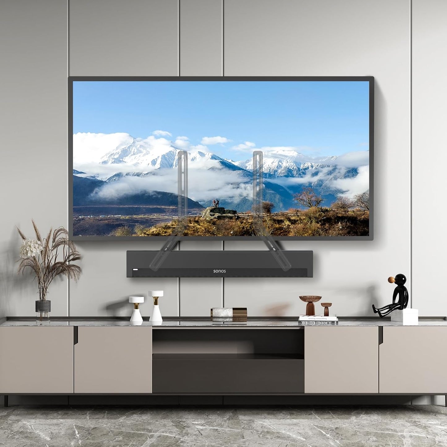 Universal Sound Bar Mounts Fits Most 23 to 65 Inch TVs Soundbar TV Mount Bracket Above or Under TV, up to 22 lbs SBR302