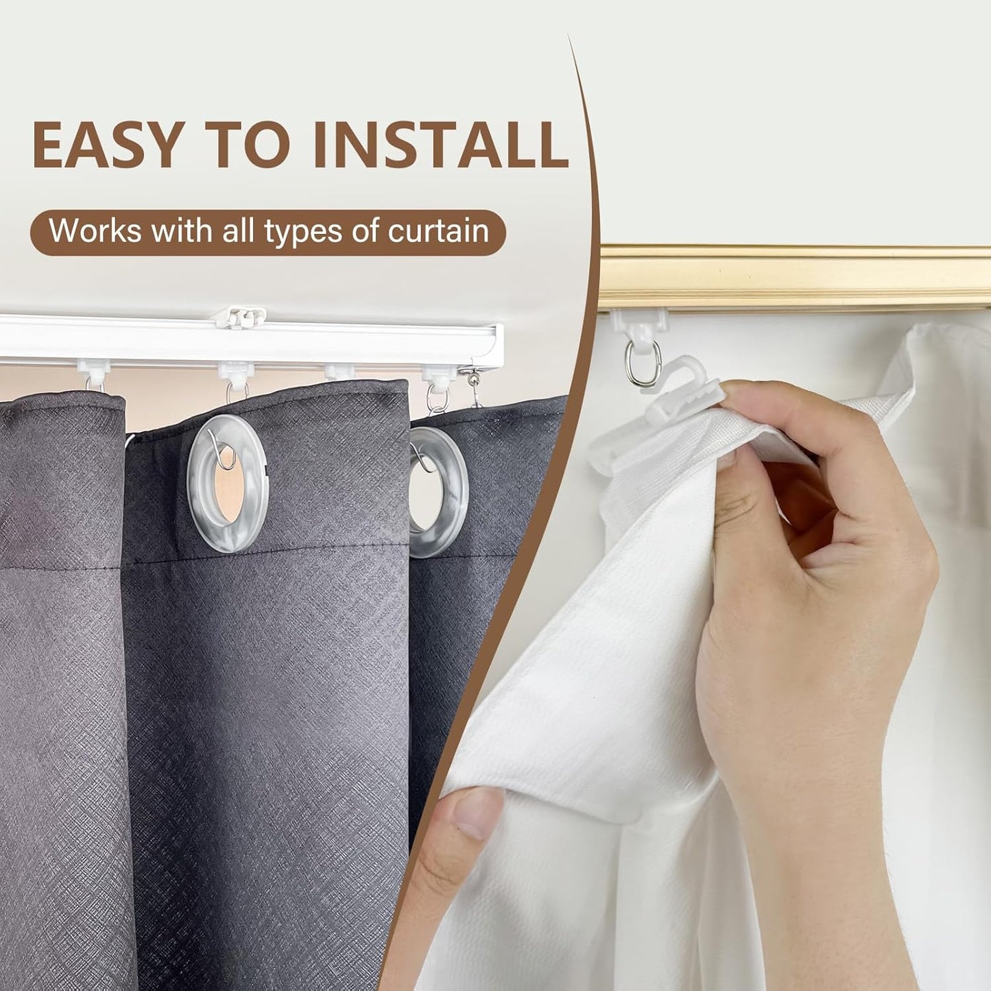 Curtain Tracks Ceiling Wall Mounted Heavy-Duty Curtains Rails Room Divider Curtain Track for Living Room Bedroom Room Shower Divider White 3 ft To 9 ft