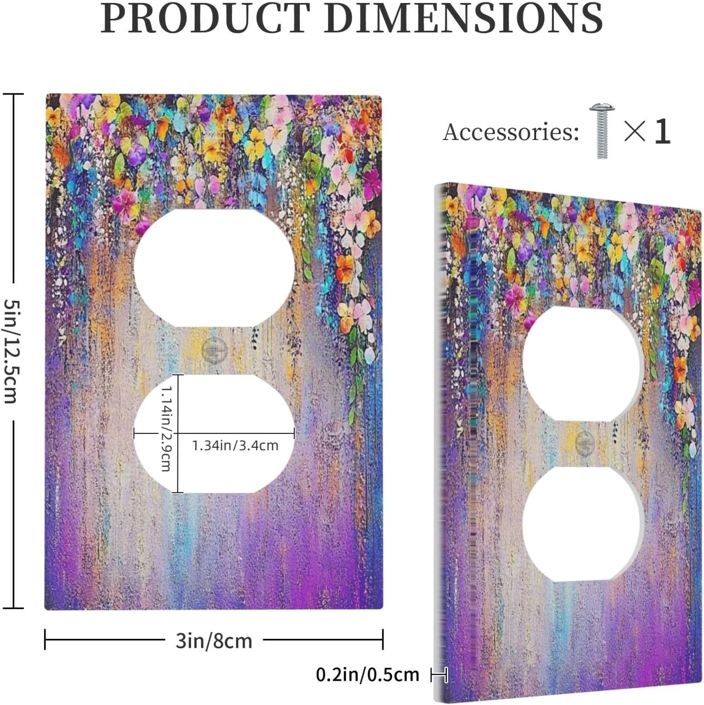 Colorful Country Flower Wildflower Floral Outlet Covers 1 Gang Duplex Light Switch Cover Decorative Switch Plates Electrical Receptacle Faceplate Wall Plate For Bed Room Living Room Decor