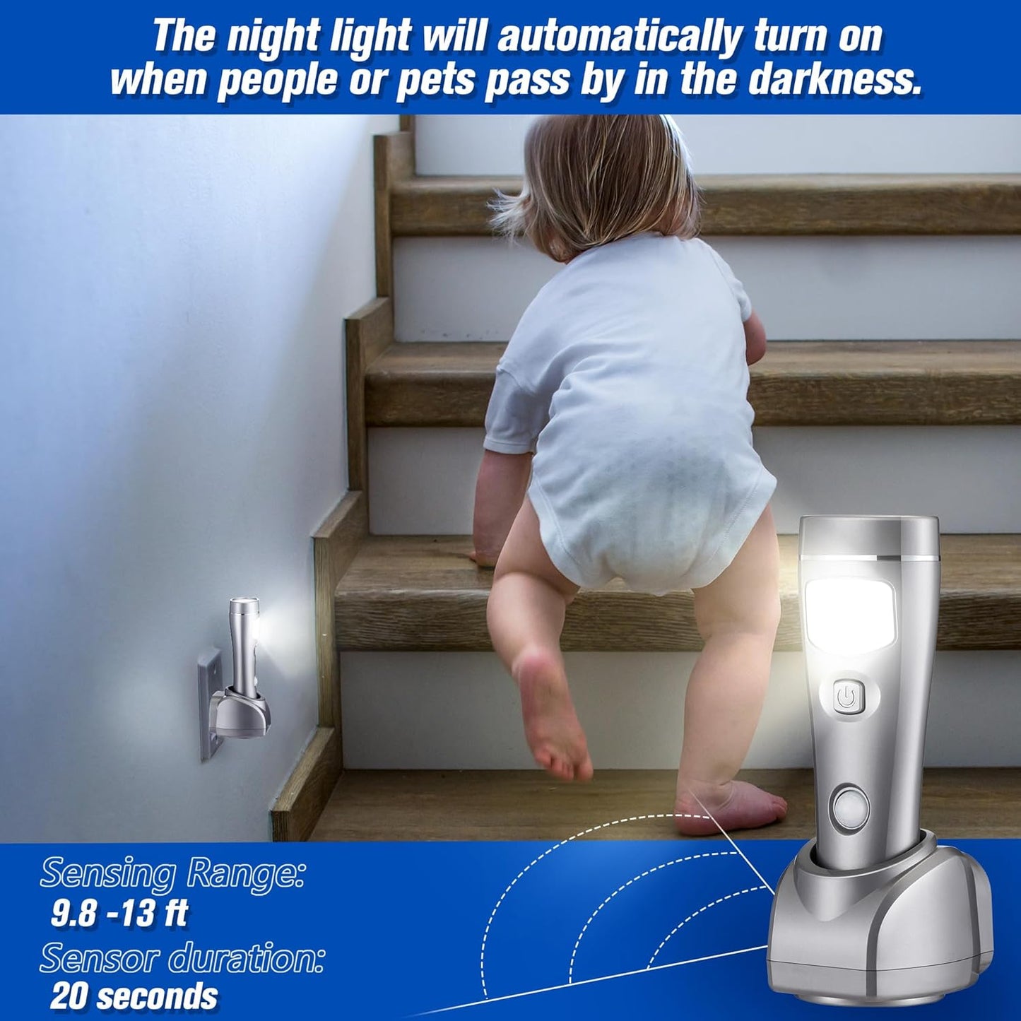 Enhon 9 Pack Rechargeable 4-in-1 LED Emergency Lights, Plug-in Flashlights with Motion Sensor Night Light, Auto-On Power Failure Light for Home, Hurricane, and Outage Supplies