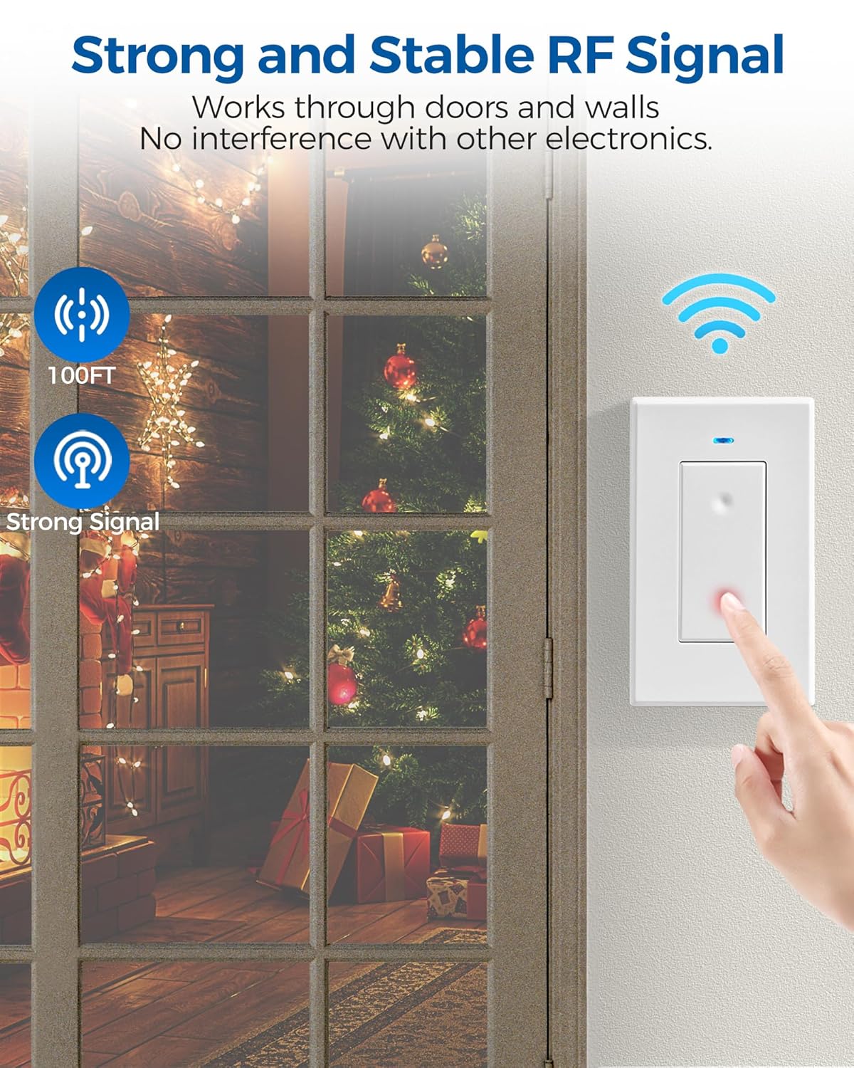 Remote Control Outlet, WILAWELS Wireless Light Switch, Removable Remote Light Switches, On Off Remote Outlet Switch for Lamps, Lights, Fan, Appliance, Expandable, 100ft RF Range, FCC Listed W05RC1106