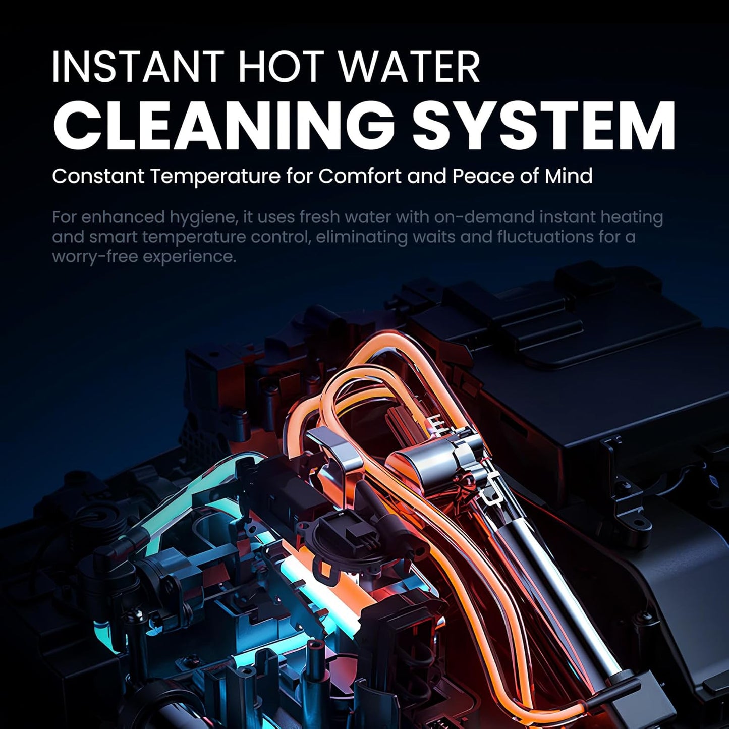 Smart Toilet with Bidet Wash & Air Dryer, Self-Cleaning Nozzle, 4-Level Heated Seat, LED Display, Quiet Dual Pump, Foot Sensor Flushing