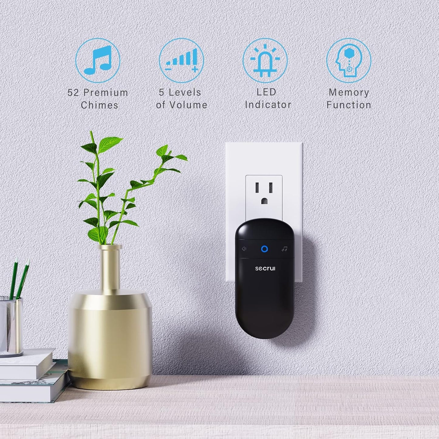 SECRUI Door Chime, Door Sensor Chime for Door Opens – Door Ringer with 500ft Operating Range 58 Chime 110dB LED Indicators –Entry Alert Chime for Business/Home/Office (1 Receiver+2 Sensors)
