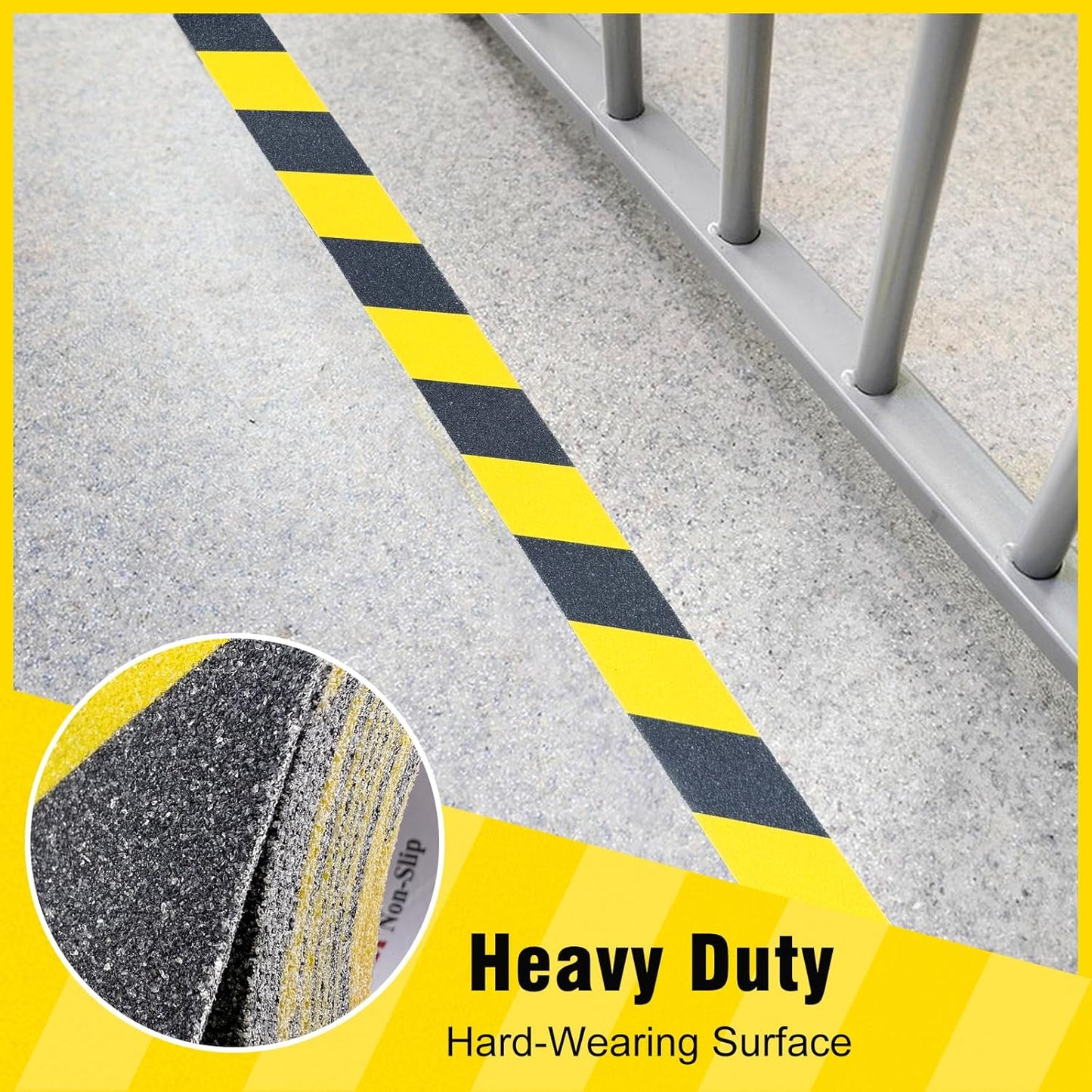 S&X Black/Yellow Anti Slip Tape 3" x 33 FT, Heavy-Duty Grip Tape for Stairs Outdoor Waterproof Safety Non Skid Roll High Traction Non Slip Strip with Hard-Wearing Surface